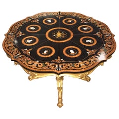 19th Century Giltwood and Marquetry Centre Table by the Falcini Brothers