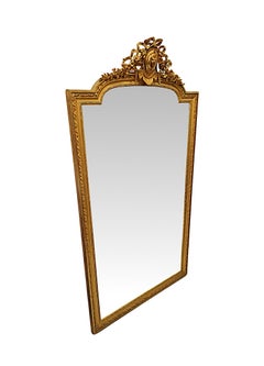 A 19th Century Giltwood Hall or Dressing Mirror With Original Bevelled Glass