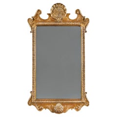 A 19th Century Giltwood Mirror With Scallop Shell Cresting
