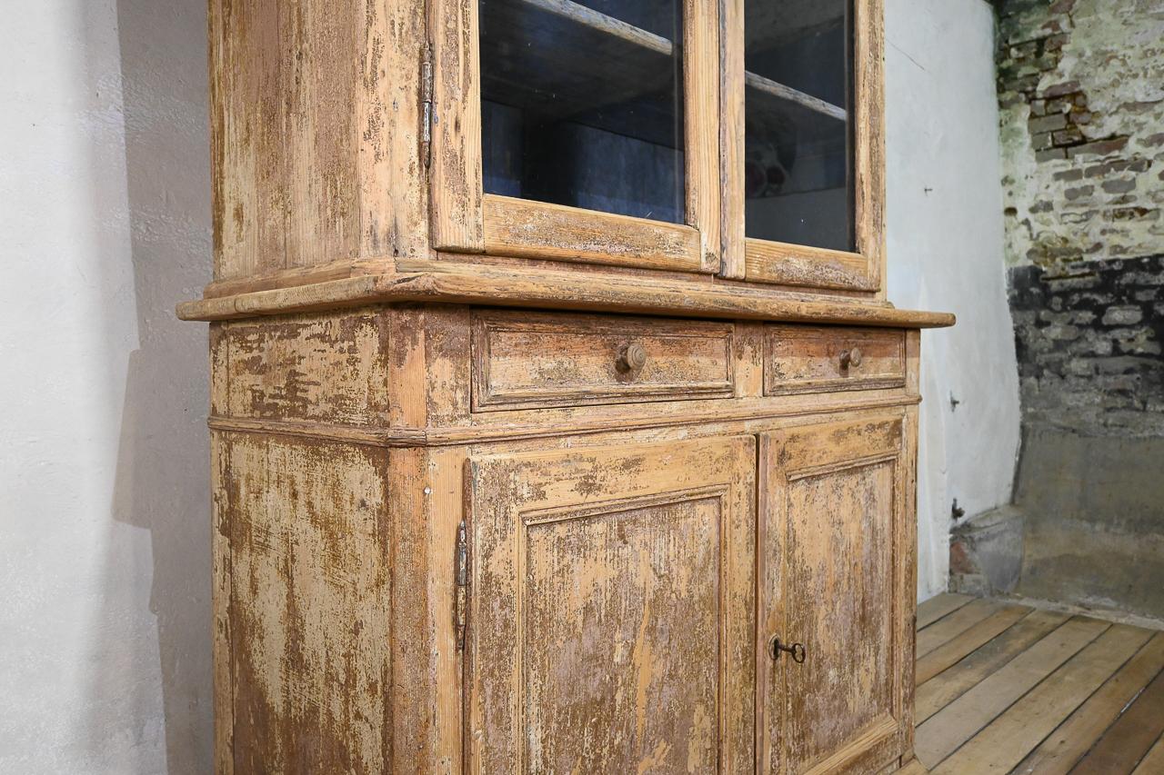 19th Century Glazed French Painted Buffet Deux Corps - Cabinet  For Sale 11