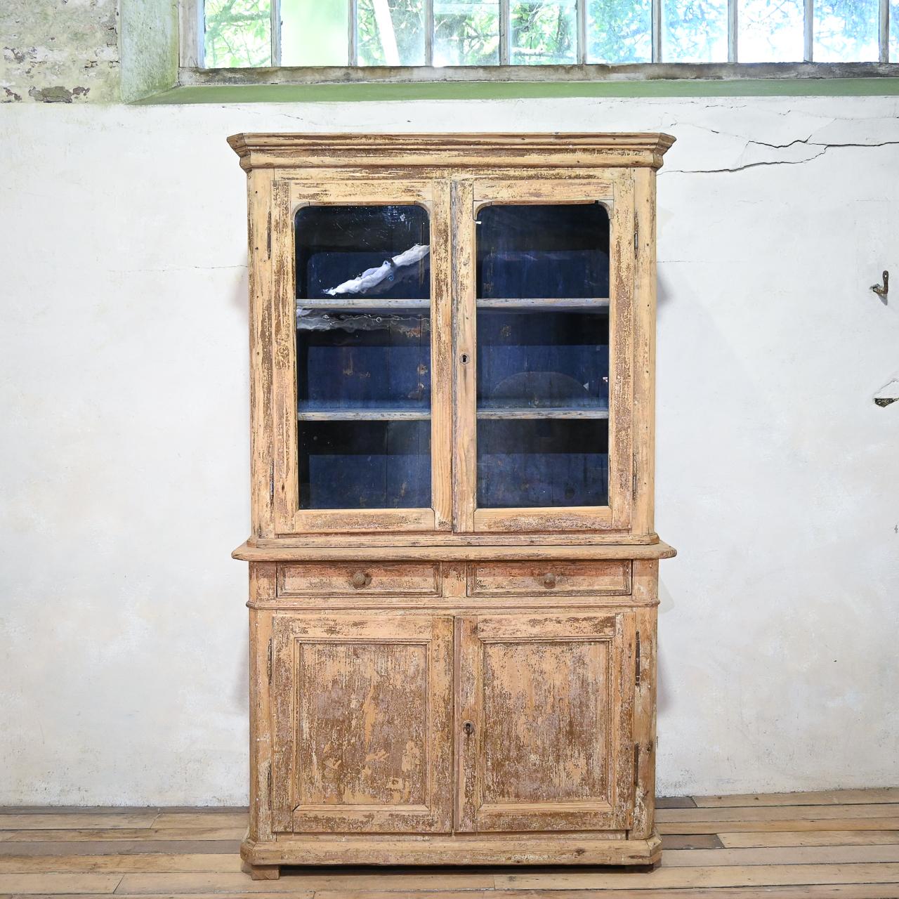 19th Century Glazed French Painted Buffet Deux Corps - Cabinet  For Sale 14