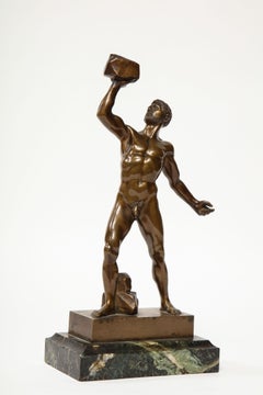 19th Century Grand Tour German Bronze Nude Figure of an Athlete