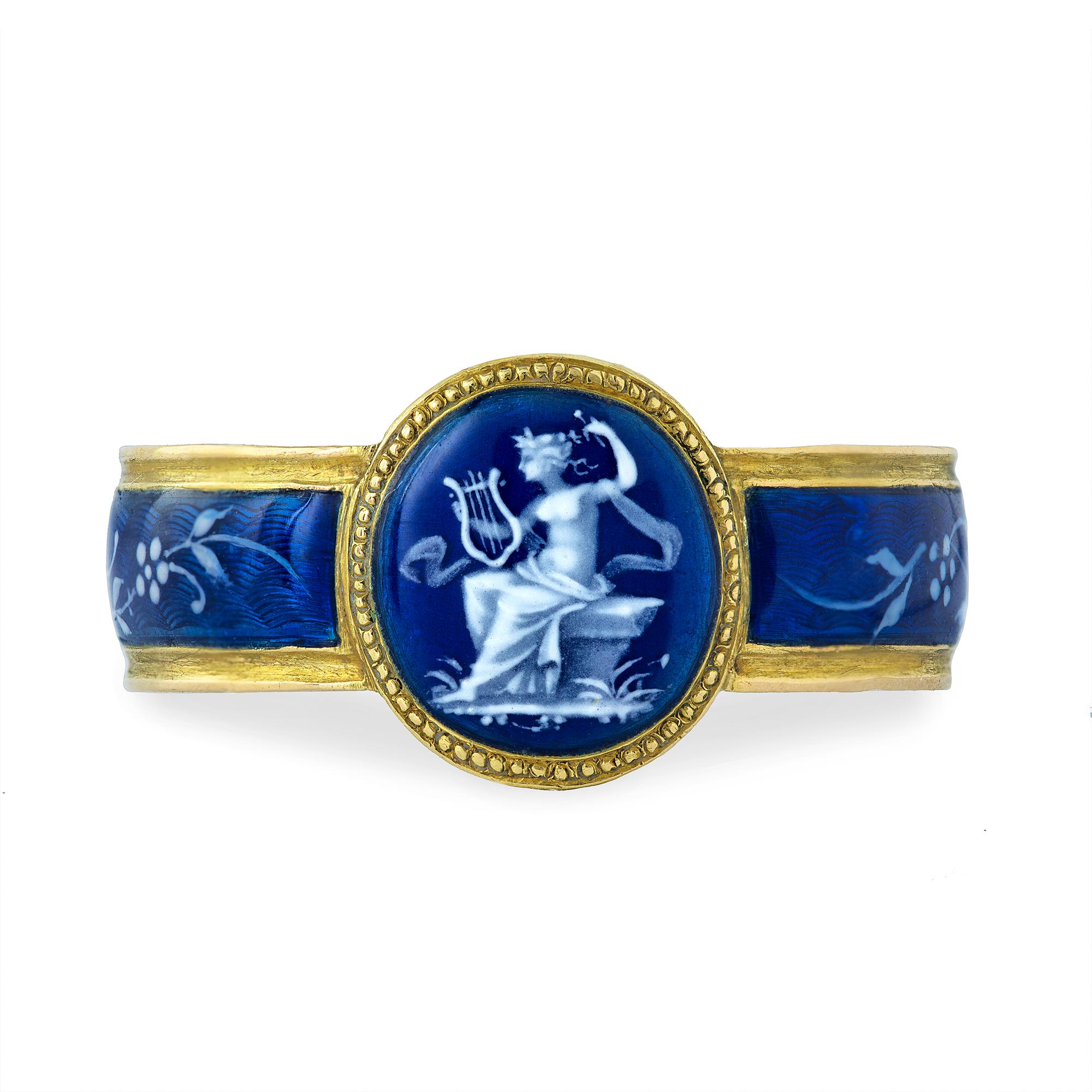 Renaissance Revival 19th Century Grisaille Enamel Ring