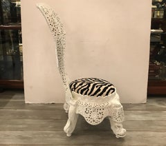 19th Century Hand Carved and Painted Anglo Indian Ballon Back Slip Chair