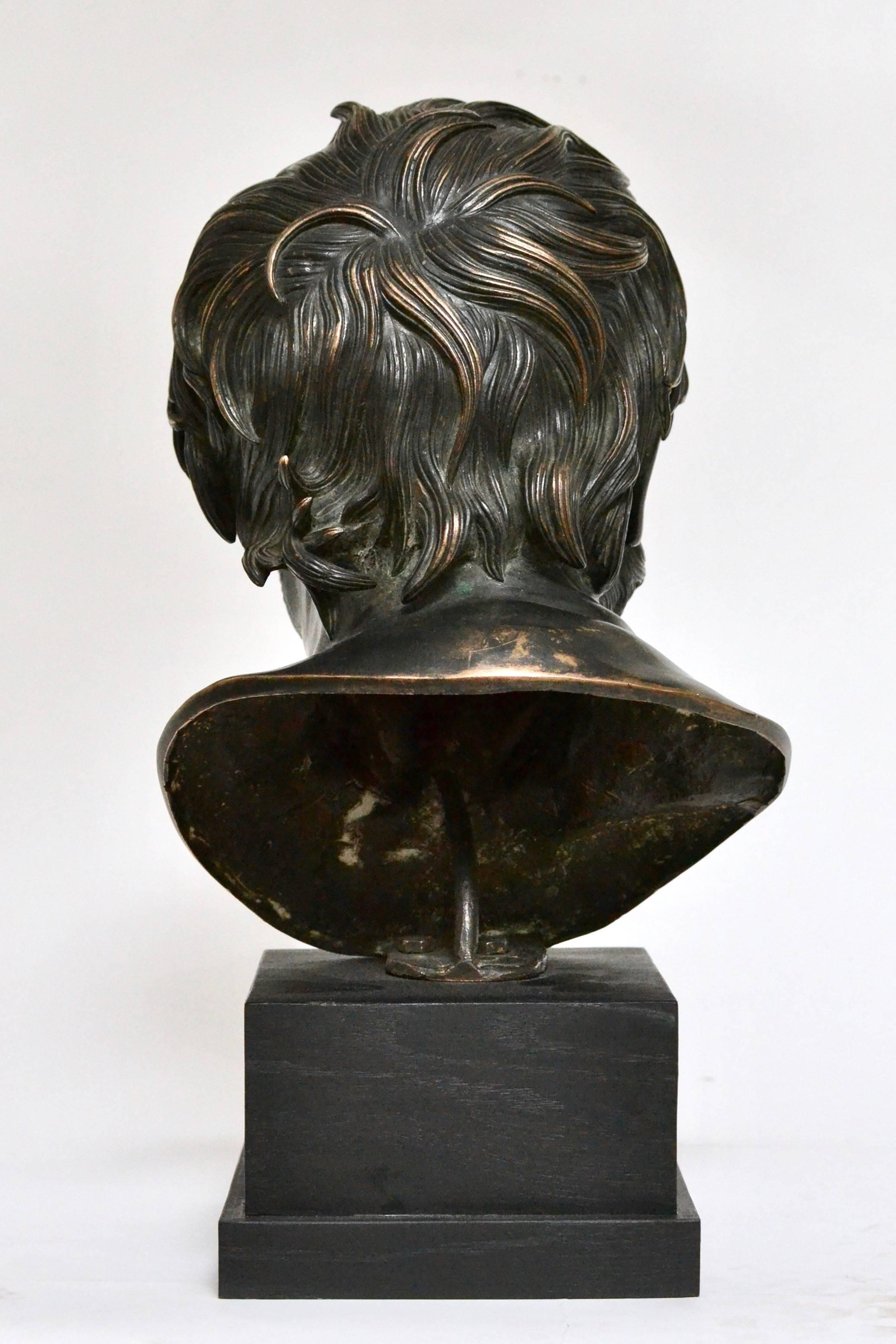 19th Century Italian Bronze Bust Study of Seneca In Good Condition In Stockholm, SE