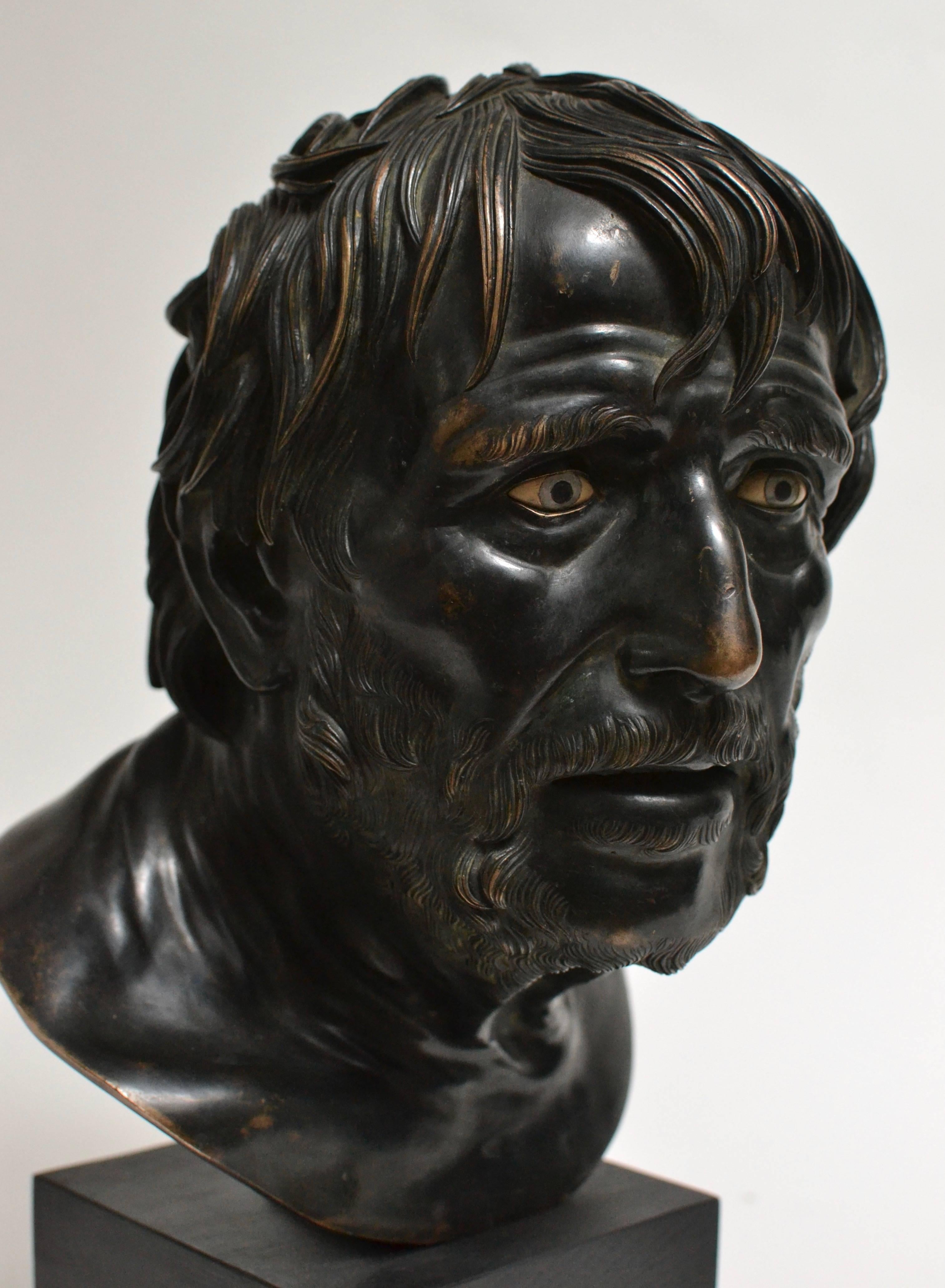 19th Century Italian Bronze Bust Study of Seneca 2