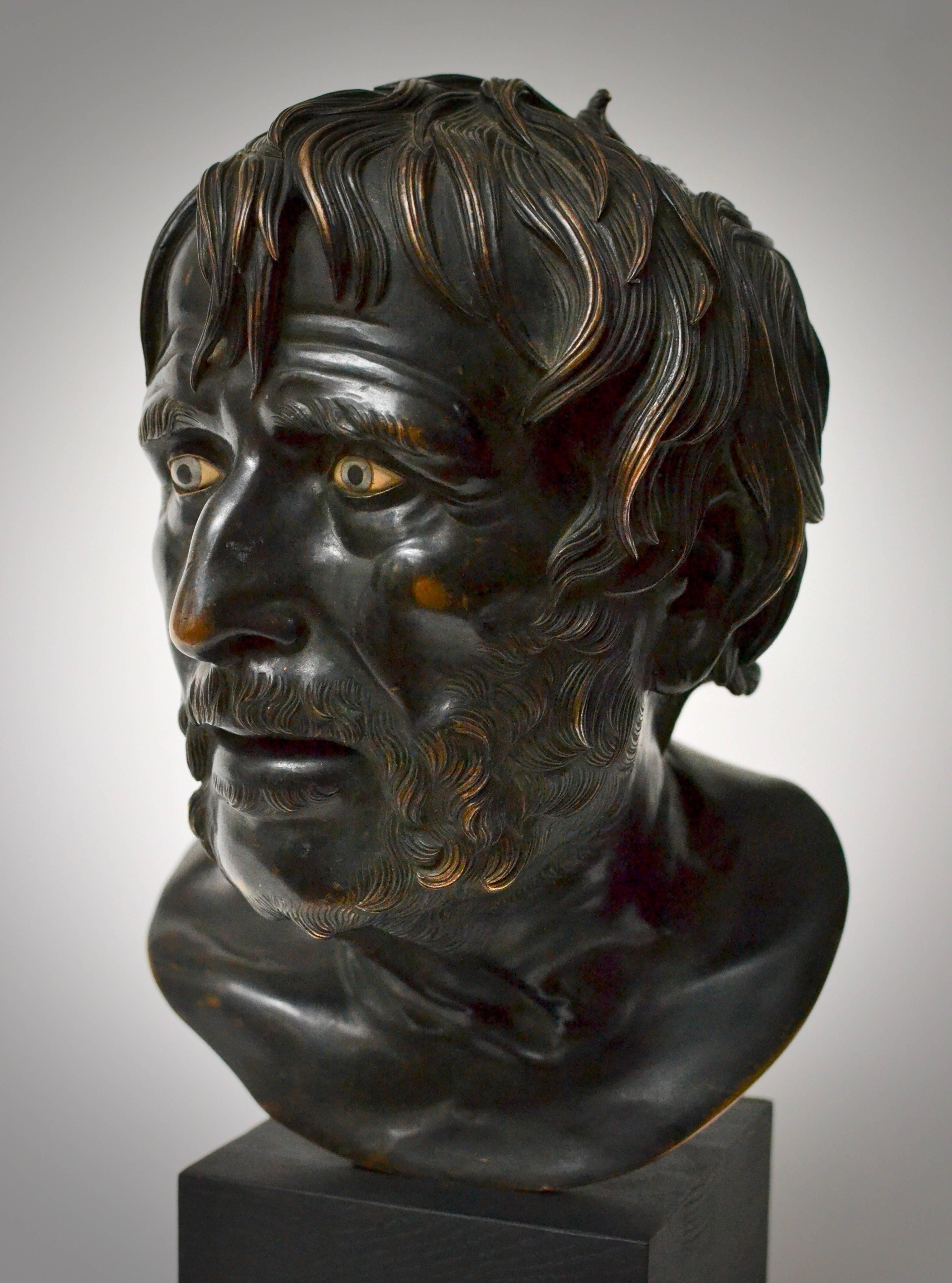 19th Century Italian Bronze Bust Study of Seneca 4