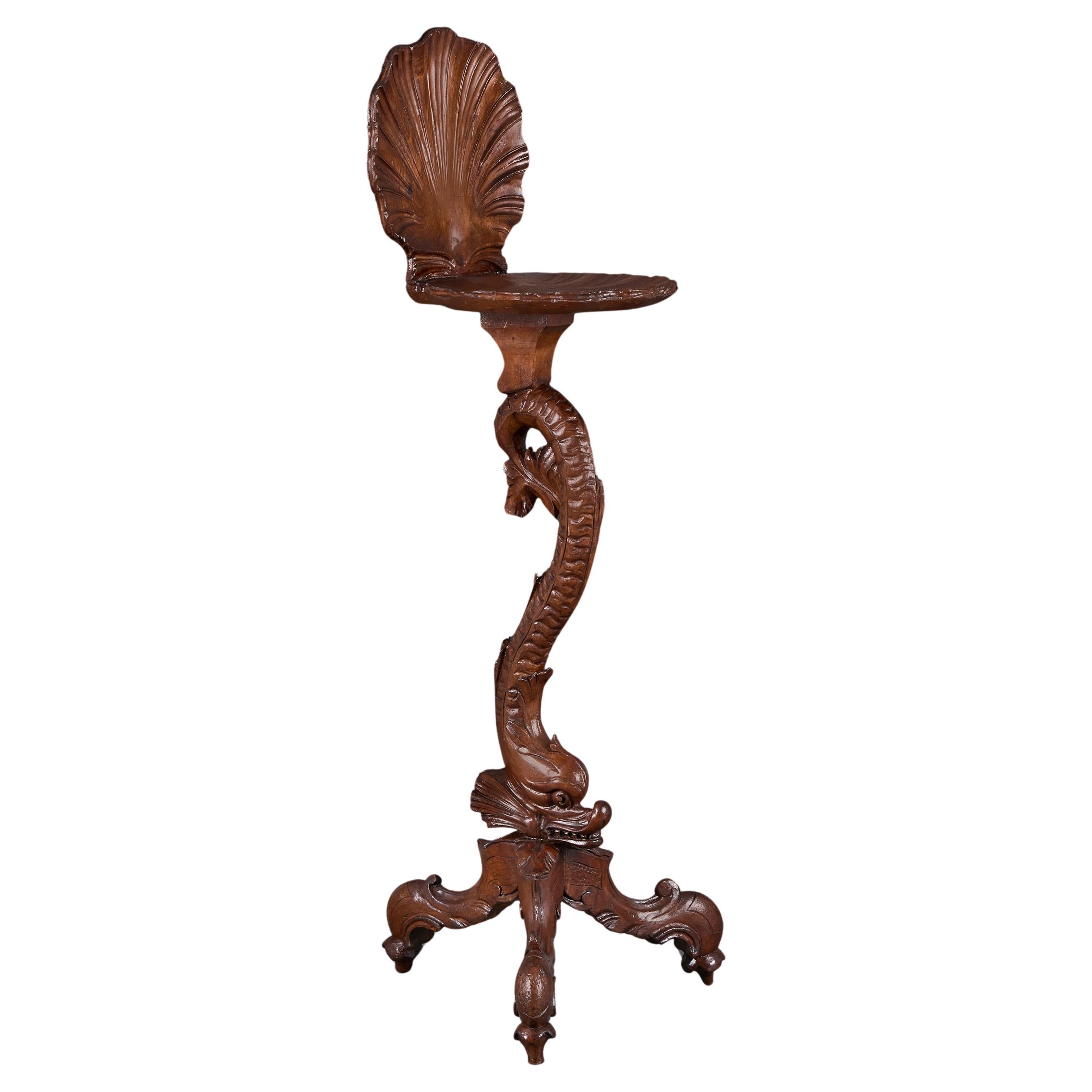 A 19th Century Italian Carved Dolphin Torchere Pedestal