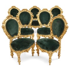 19th Century Italian Giltwood Palazzo Chair Suite