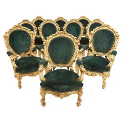 19th Century Italian Giltwood Palazzo Chair Suite