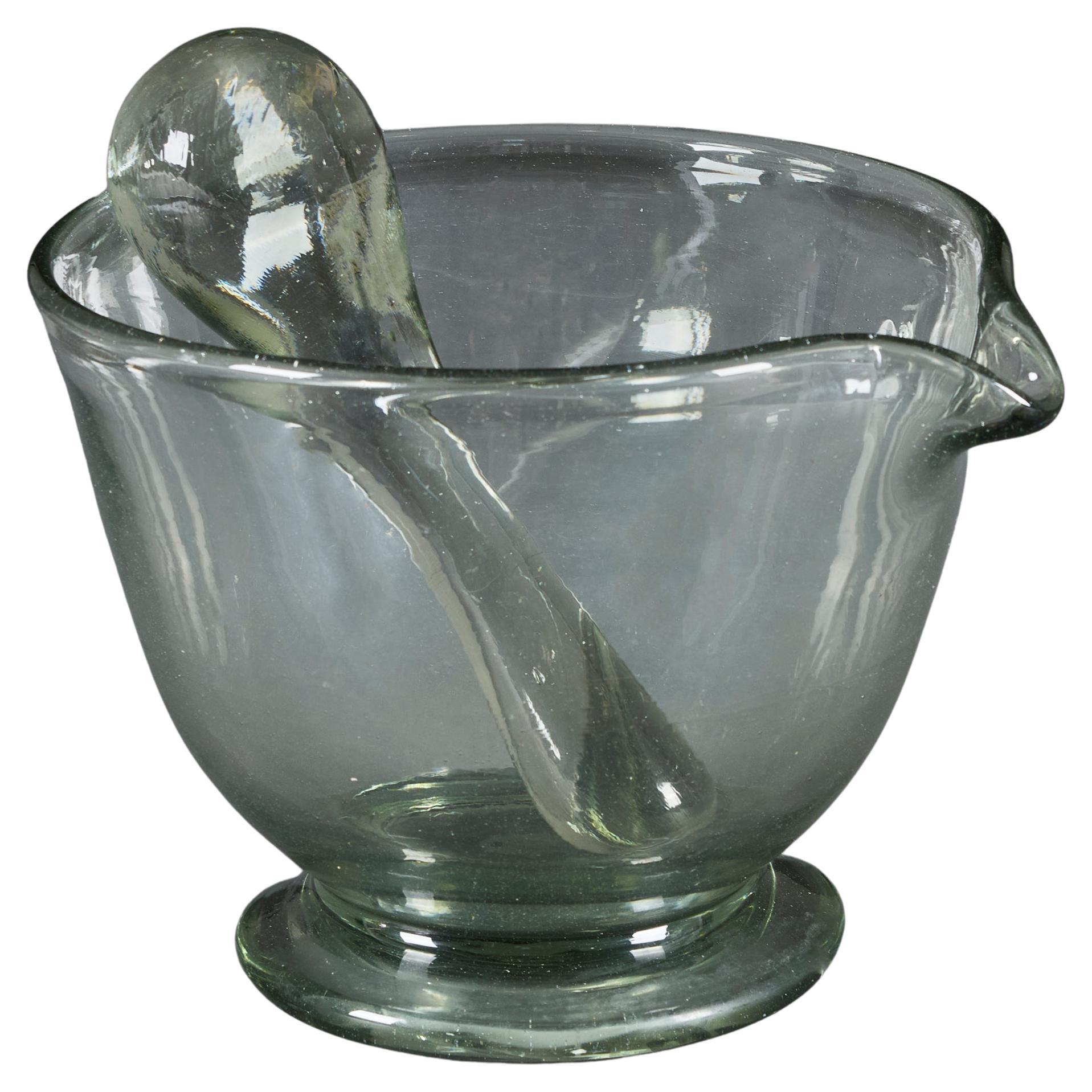Ein italienischer Glasstößel und Mörser aus dem 19. im Angebot