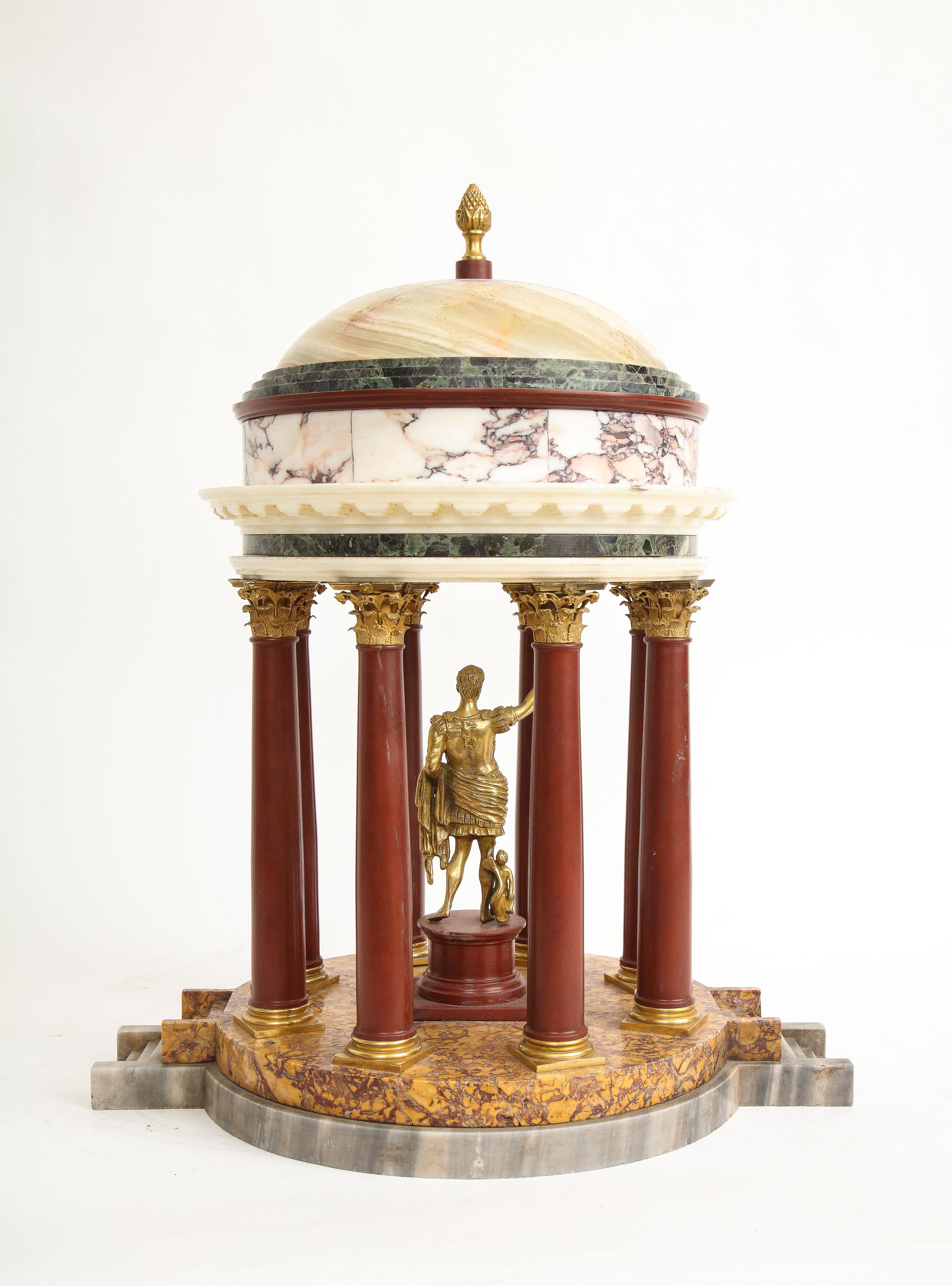 Classical Roman 19th Century Italian Ormolu Mounted Multi-Marble Julius Caesar Coliseum Model For Sale