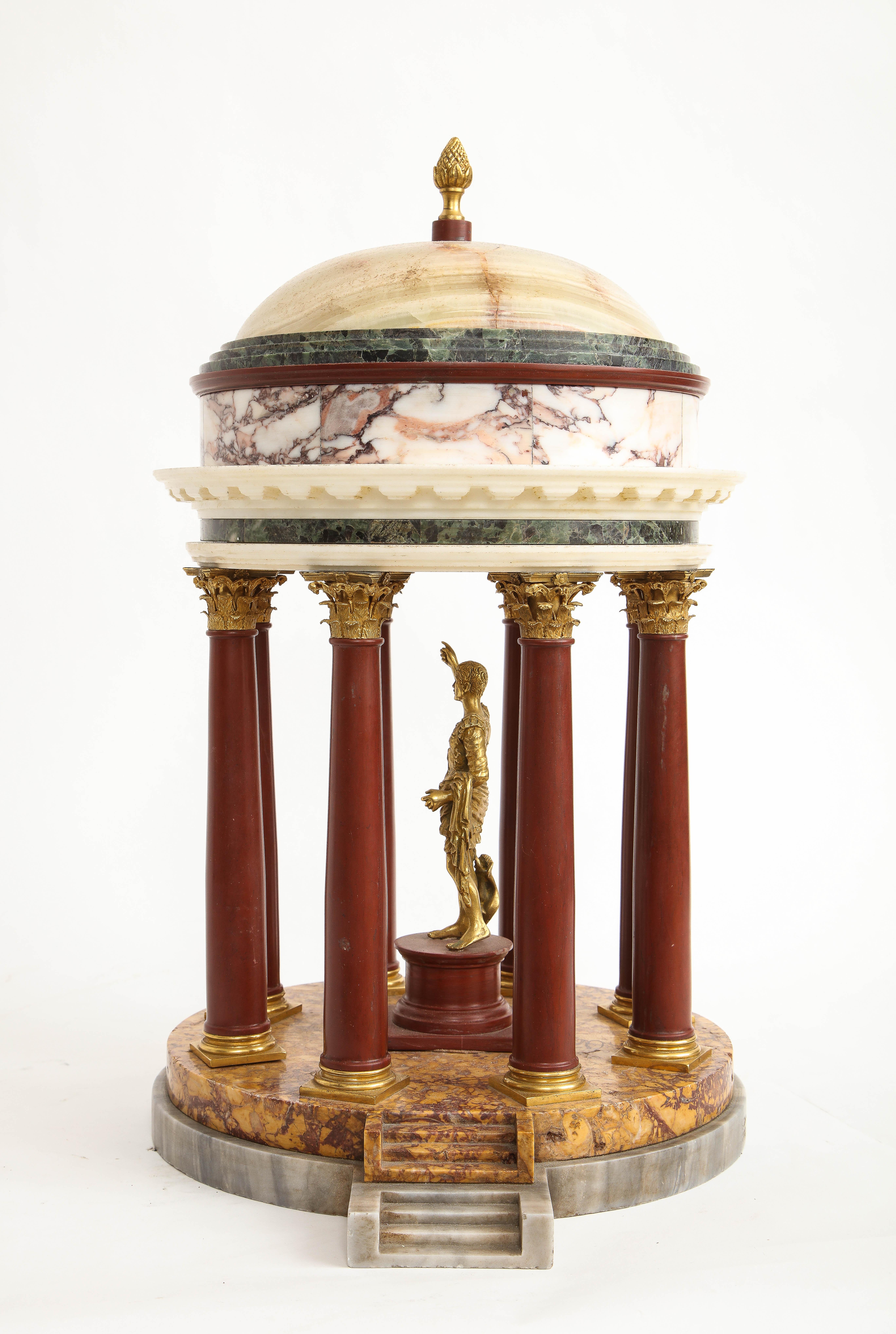 Gilt 19th Century Italian Ormolu Mounted Multi-Marble Julius Caesar Coliseum Model For Sale