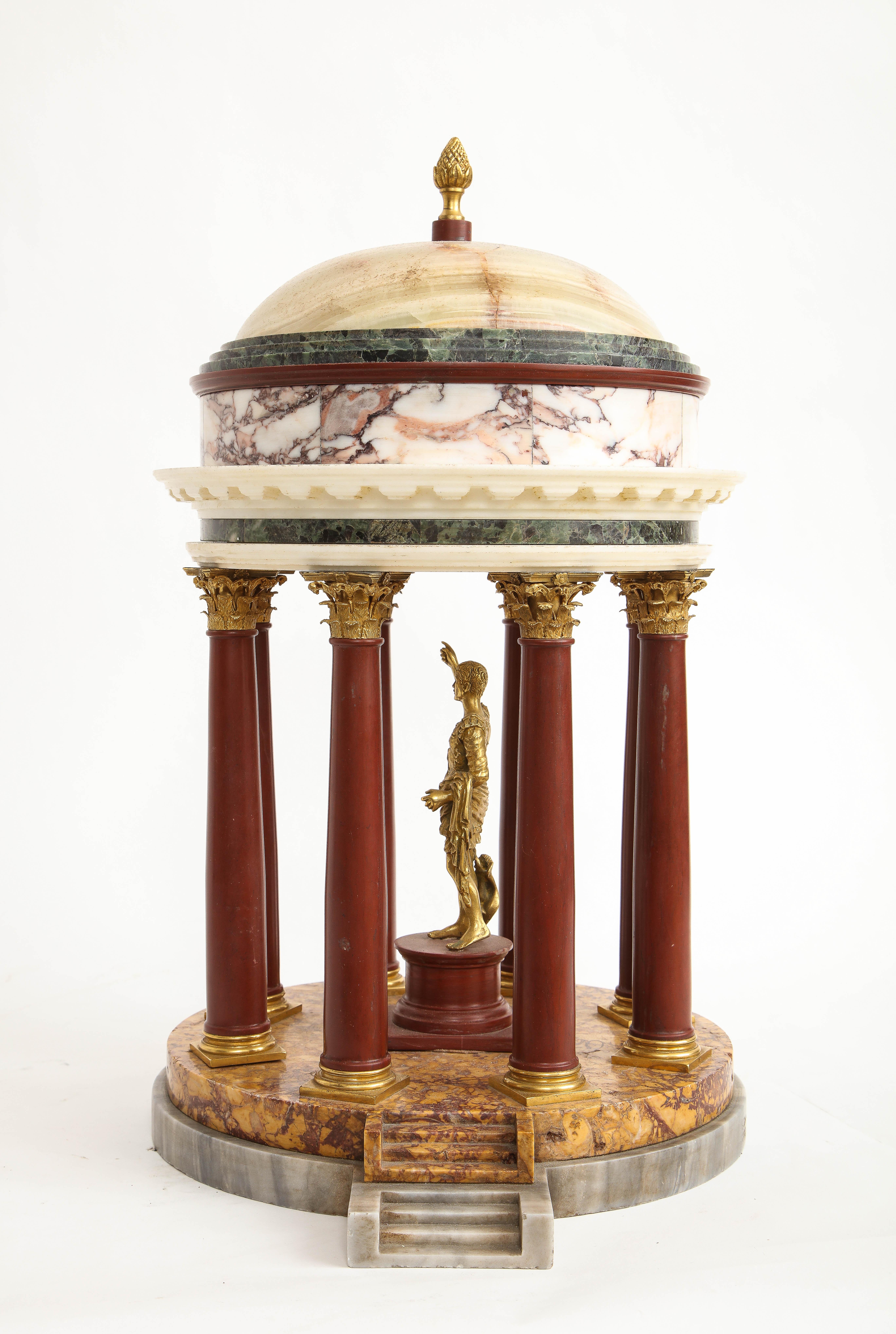 Classical Roman Grand Tour Italian Ormolu Mounted Multi-Marble Julius Caesar Coliseum Model