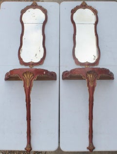 19th Century Italian Pair of Very Decorative Consoles and Mirrors