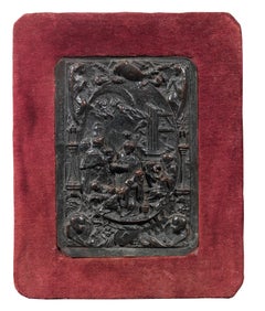 19th Century Italian Patinated Bronze Relief Plaque of the Nativity