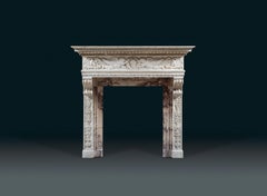 19th Century Italian Statuary and Breche Violette Marble Chimneypiece