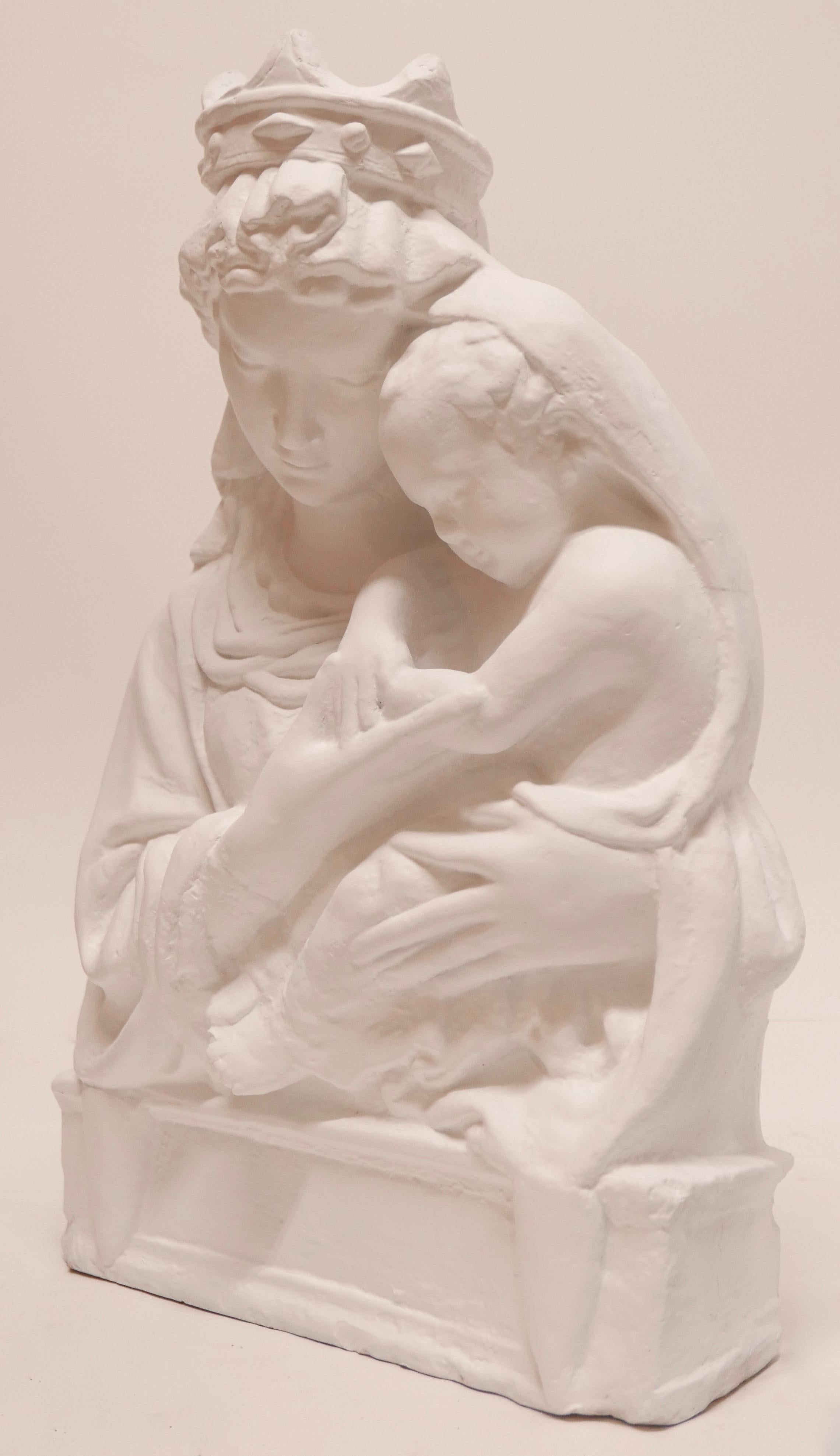 Italiano Modonna & Child in terracotta dipinta di bianco del 19° secolo in vendita