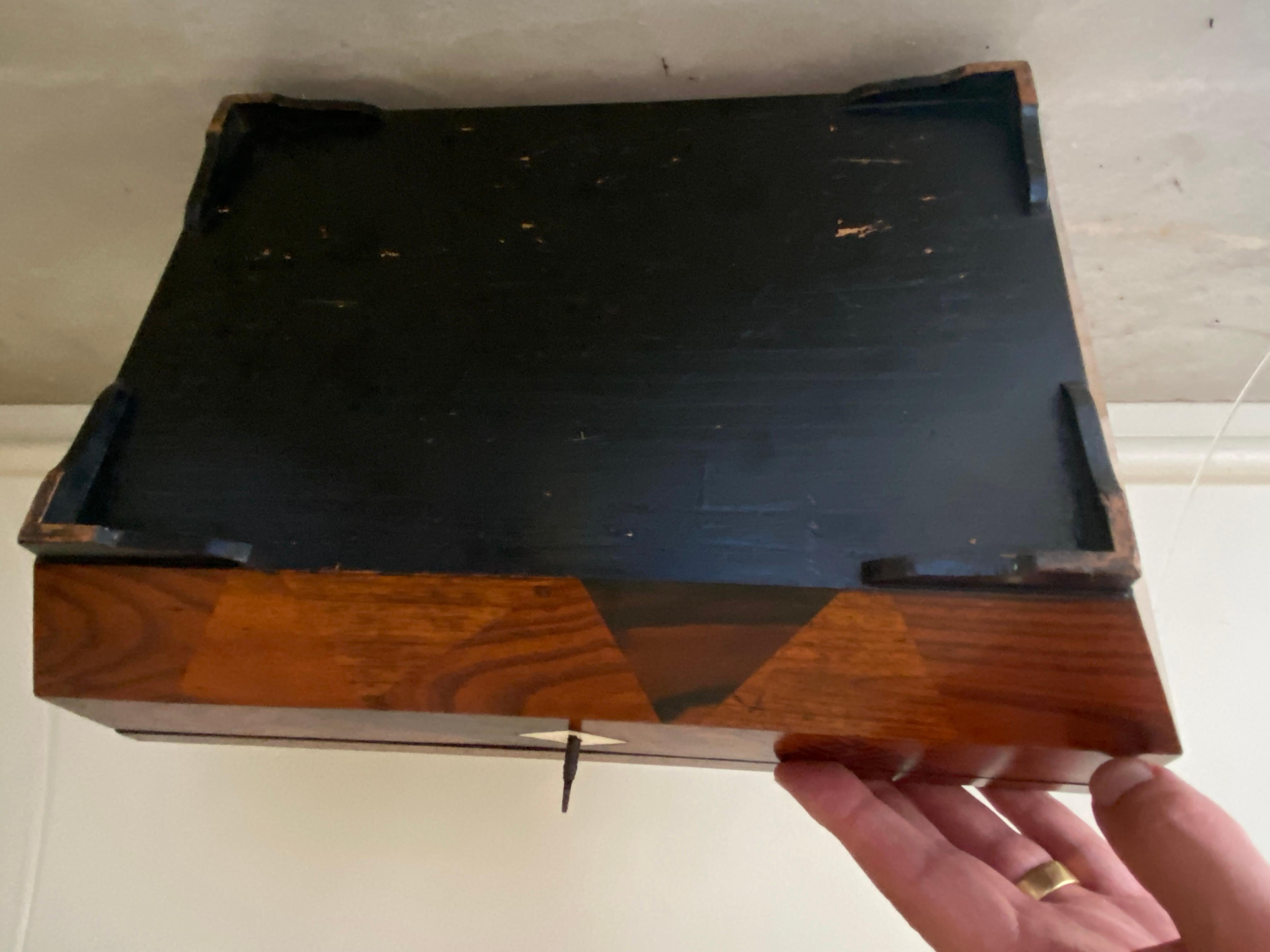 19th Century Japanese Elm and Calamander Parquetry Sarcophagus Work Box For Sale 2