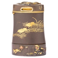A 19th Century Japanese Meiji Shakudo Vesta Case By Komai Otojiro