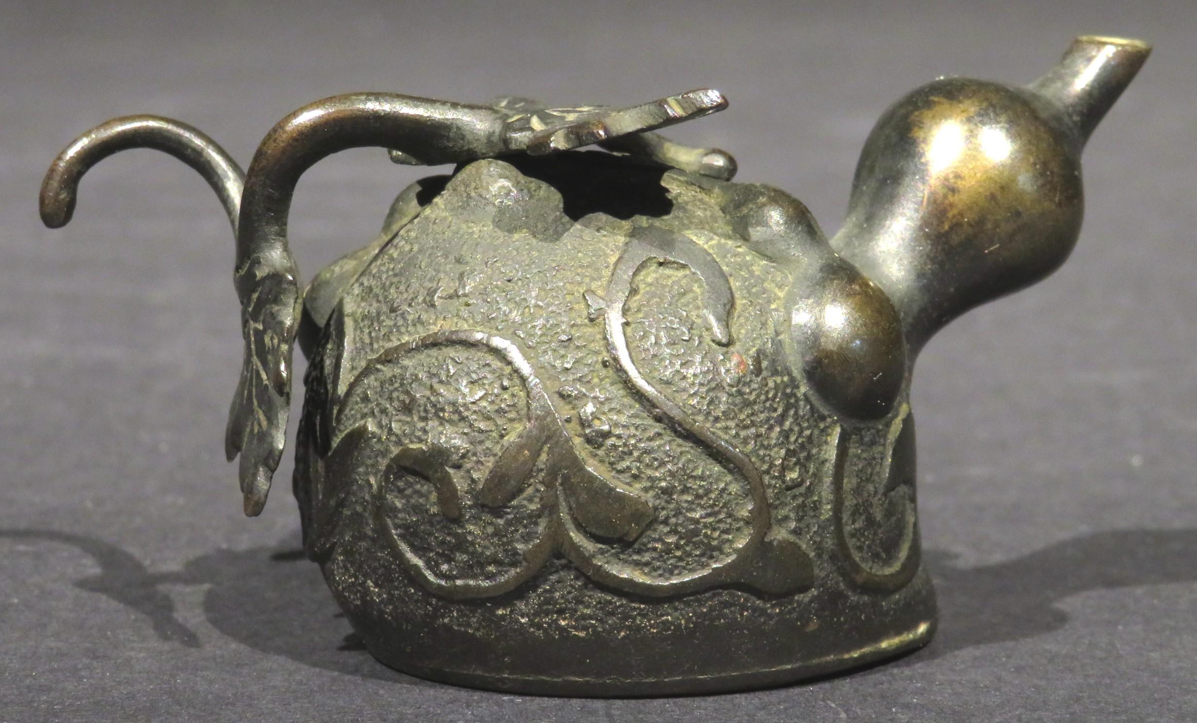 Cast A 19th Century Japanese Patinated Bronze 'Suiteki' Water Dropper, Meiji Period
