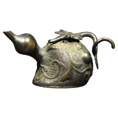 Antique A 19th Century Japanese Patinated Bronze 'Suiteki' Water Dropper, Meiji Period