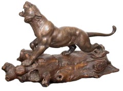 A 19th Century Japanese Signed Bronze Tiger Sculpture, Circa 1860s
