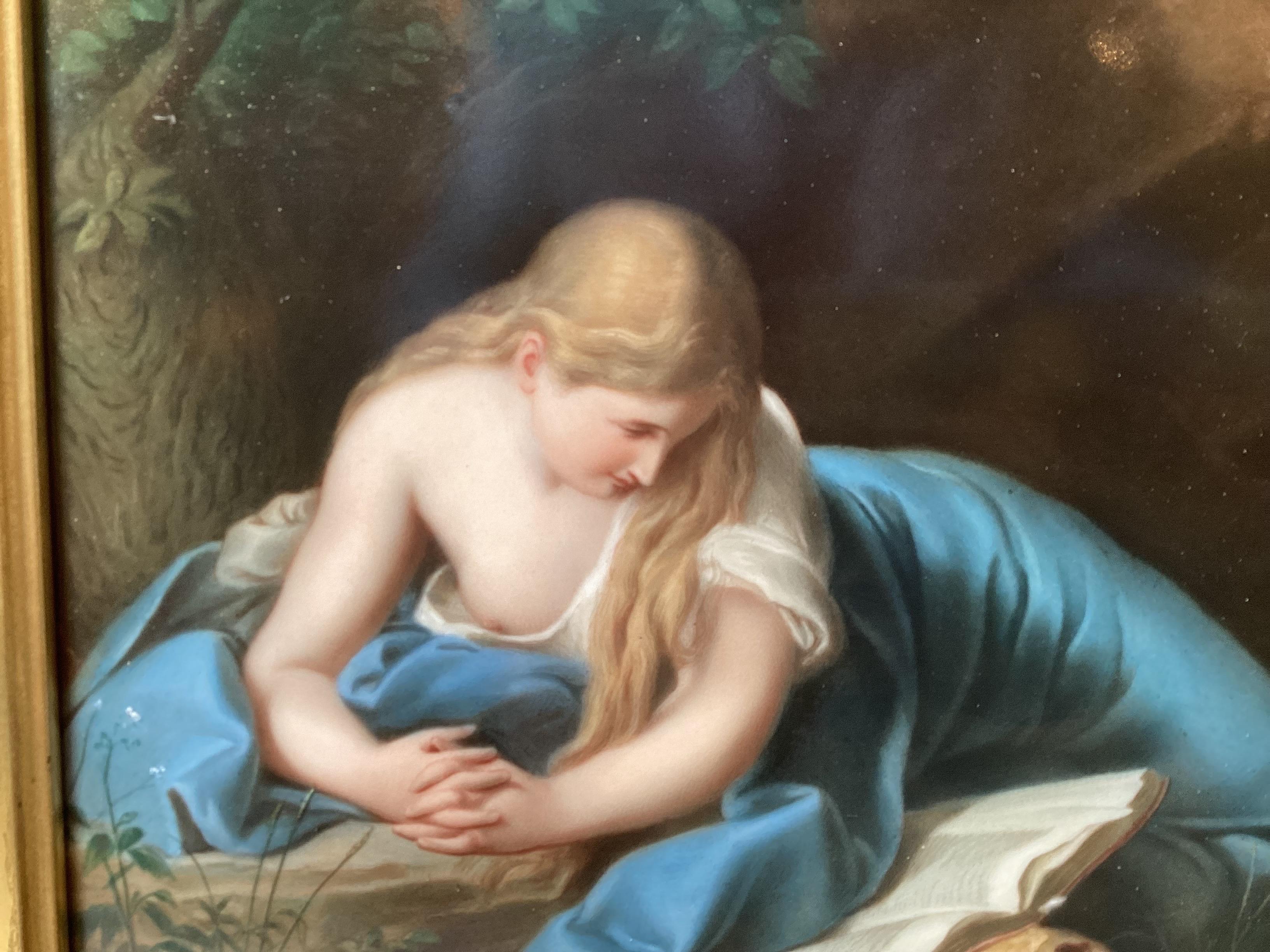 German A 19th Century KPM Porcelain Plaque of Mary Magdalene For Sale
