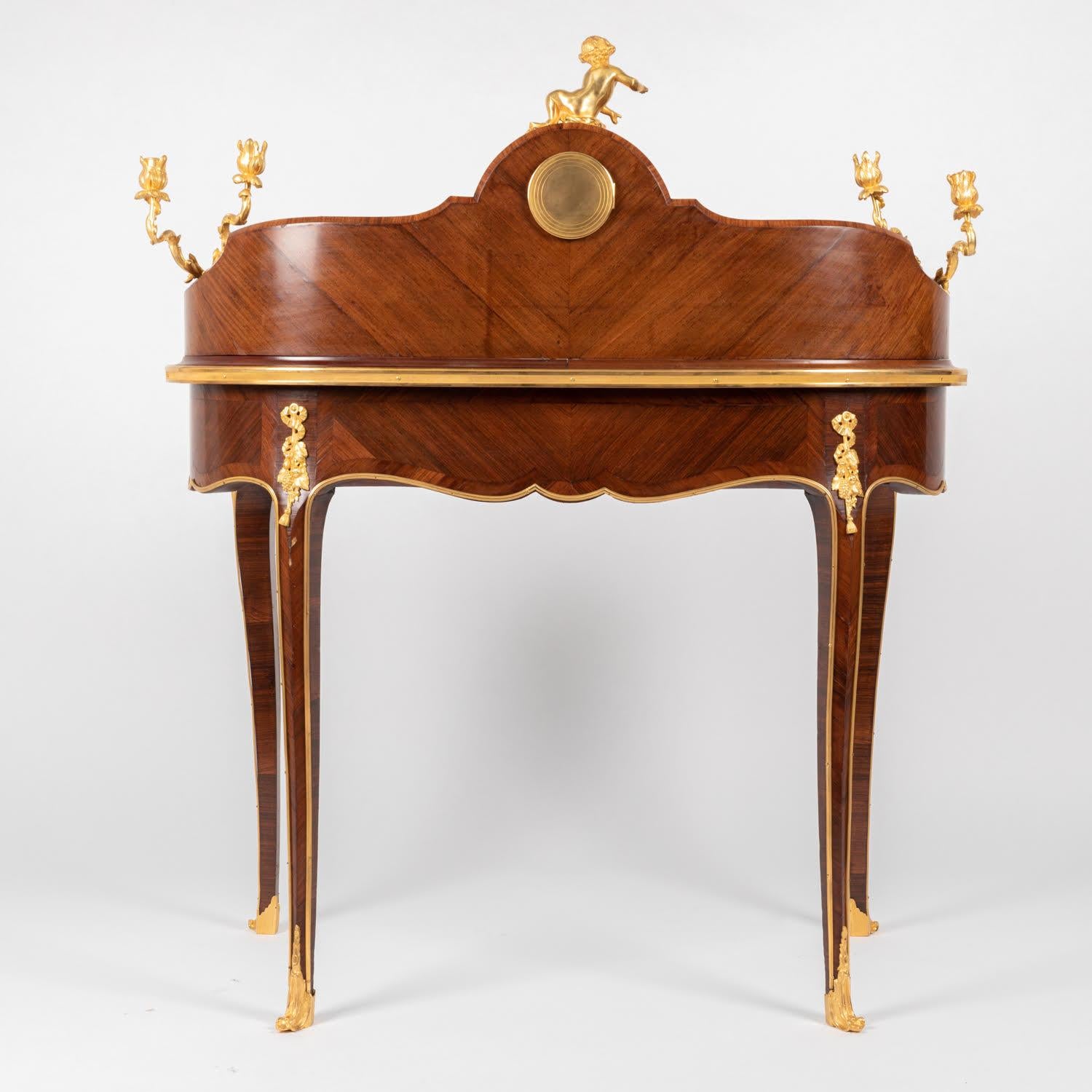 Scrivania da donna del XIX secolo in intarsio e bronzo dorato, stile Luigi XV. in vendita 9