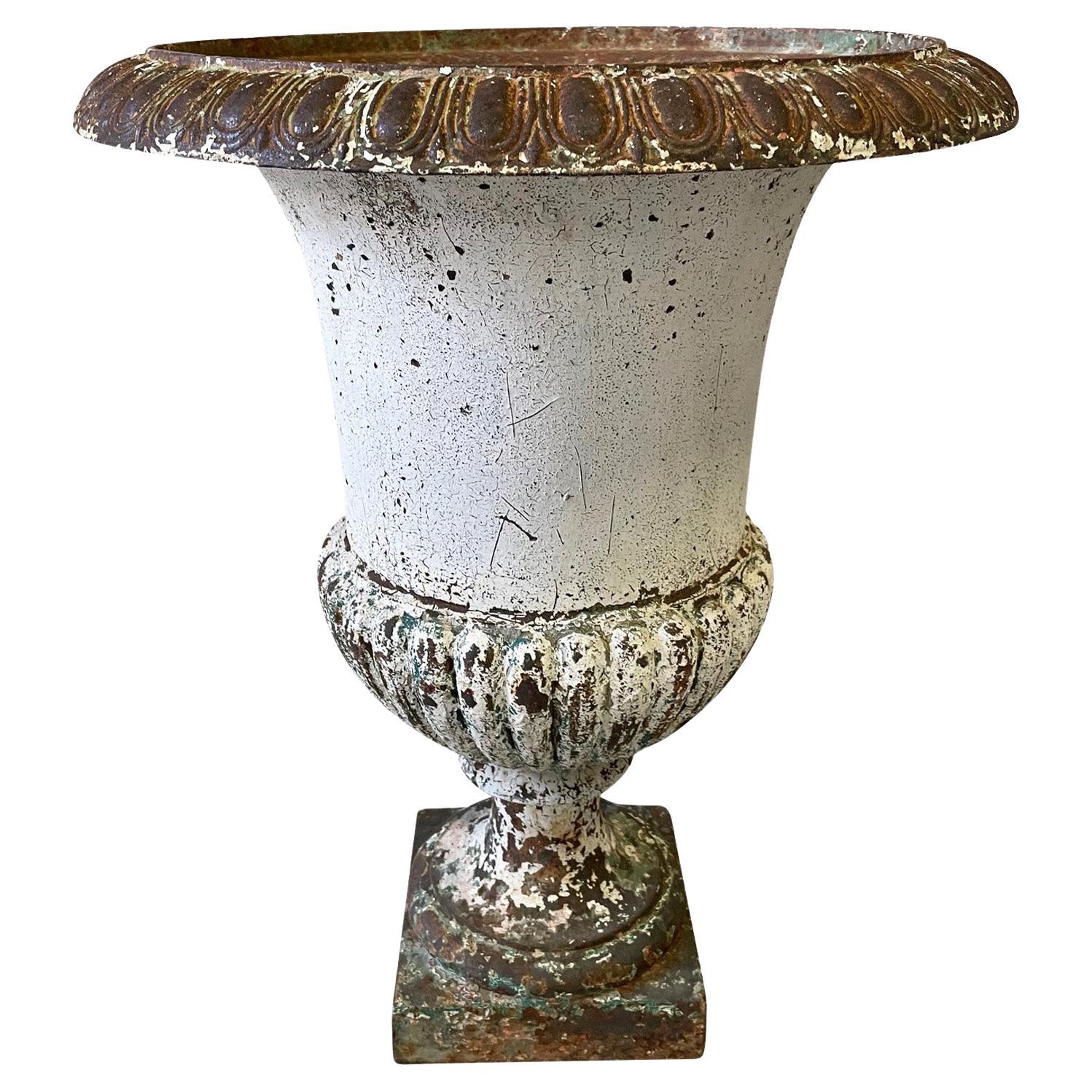 19th Century Large French Cast Iron Urn For Sale