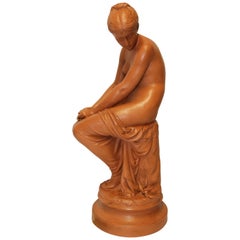 19th Century Large Terracotta Study of Semi-Nude Woman, circa 1870, French