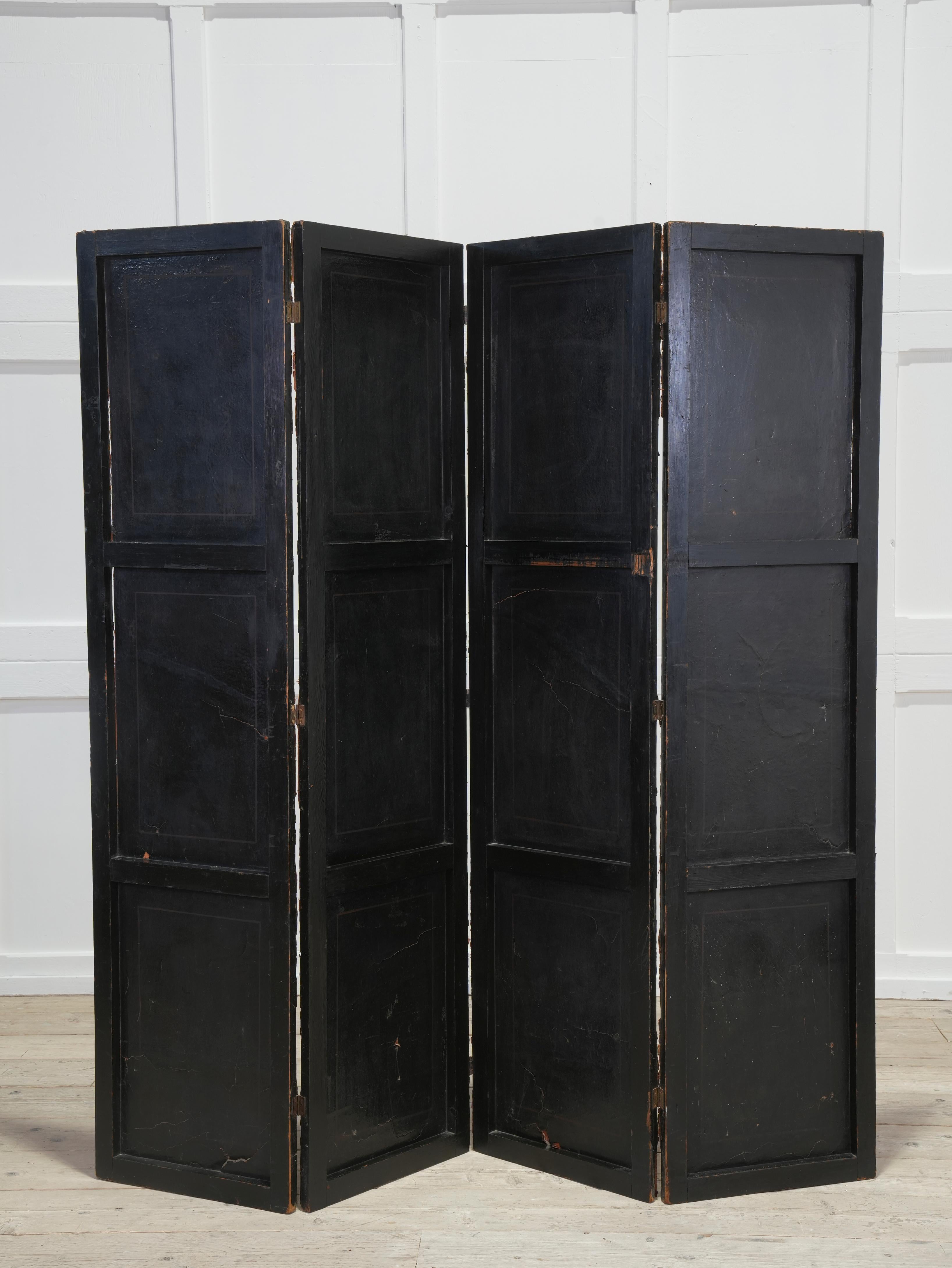 19th Century Leather Chinoiserie Room Screen 7