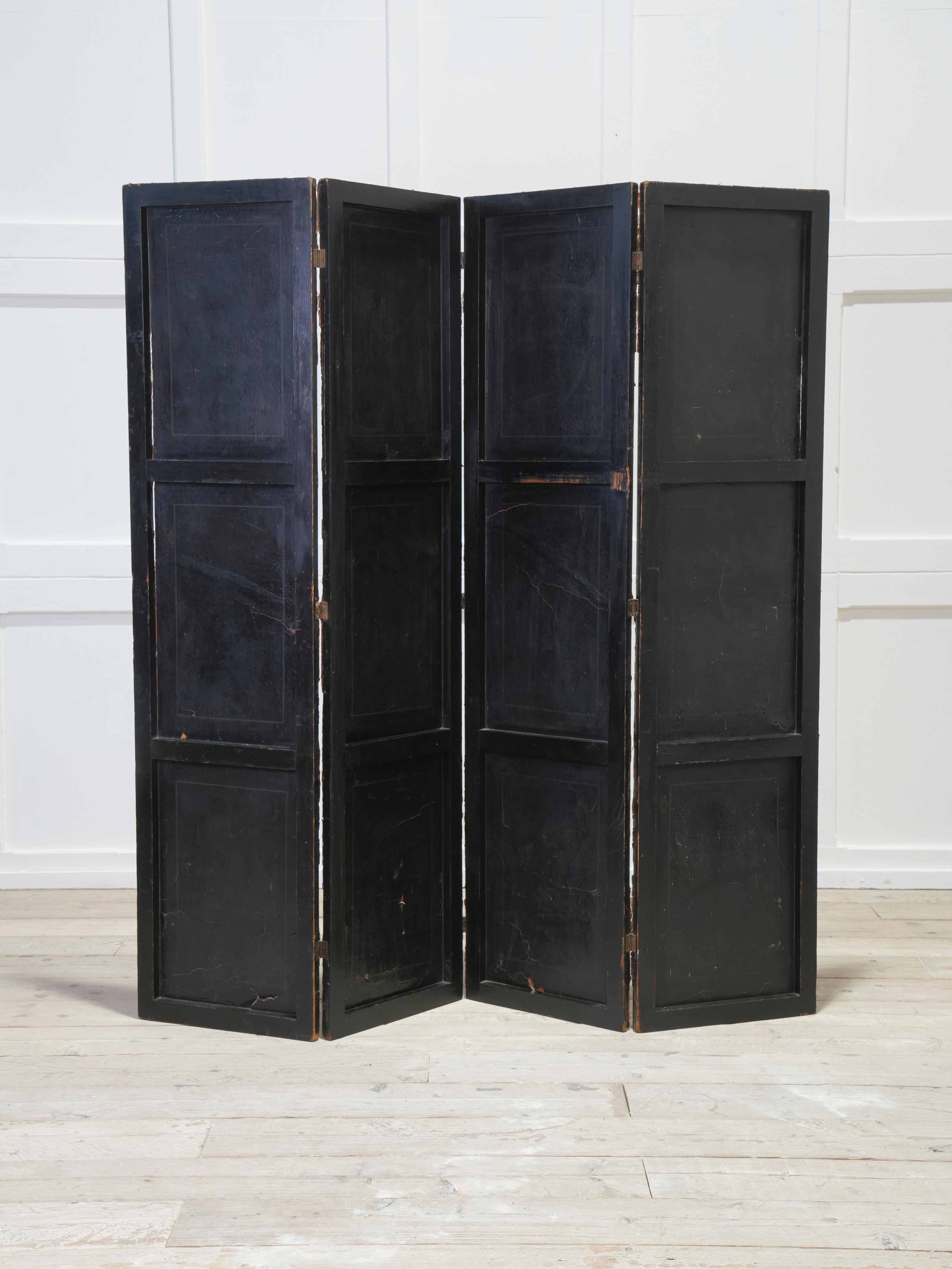 19th Century Leather Chinoiserie Room Screen 9