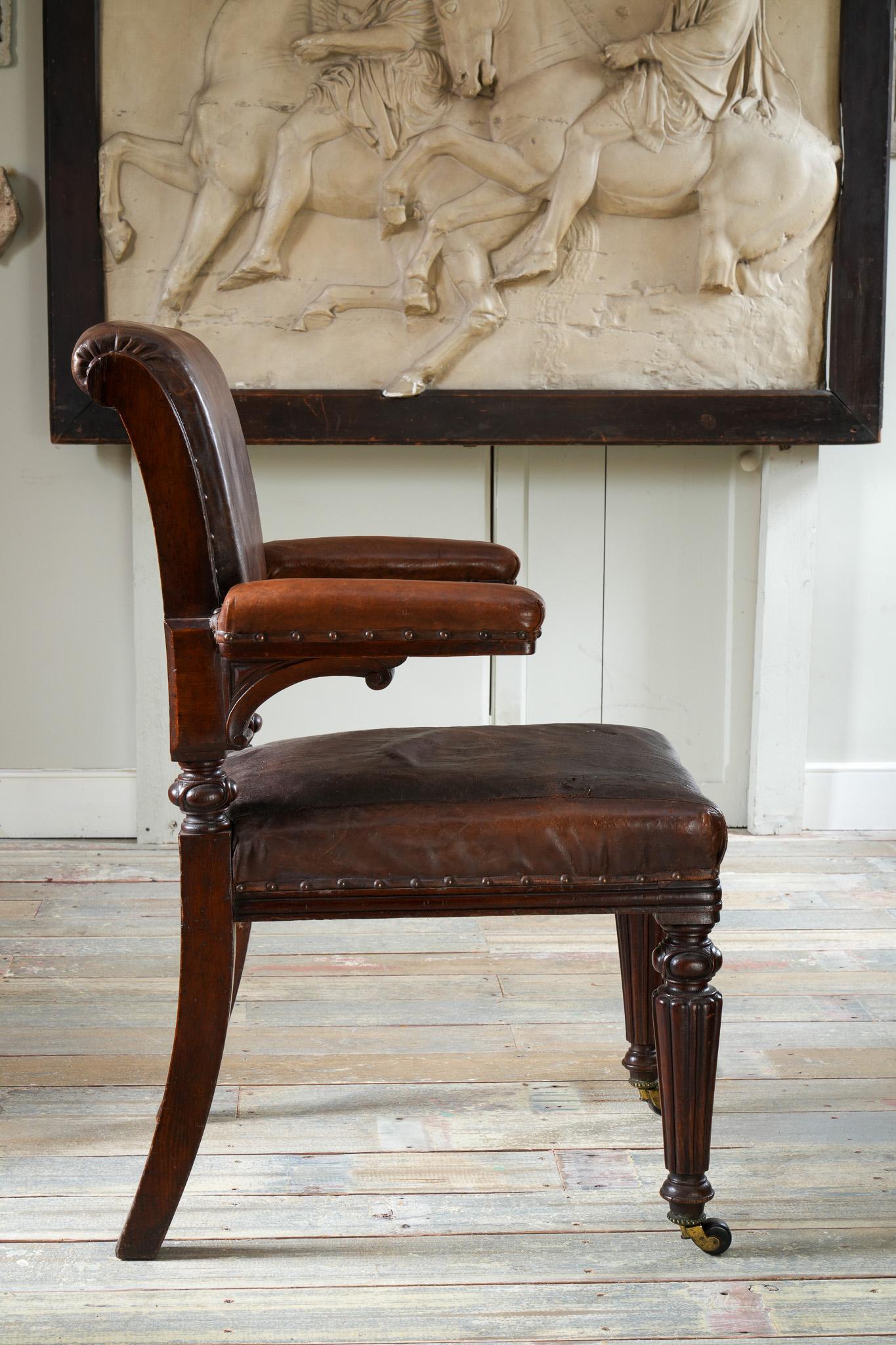 English A 19th Century Leather Desk Chair For Sale