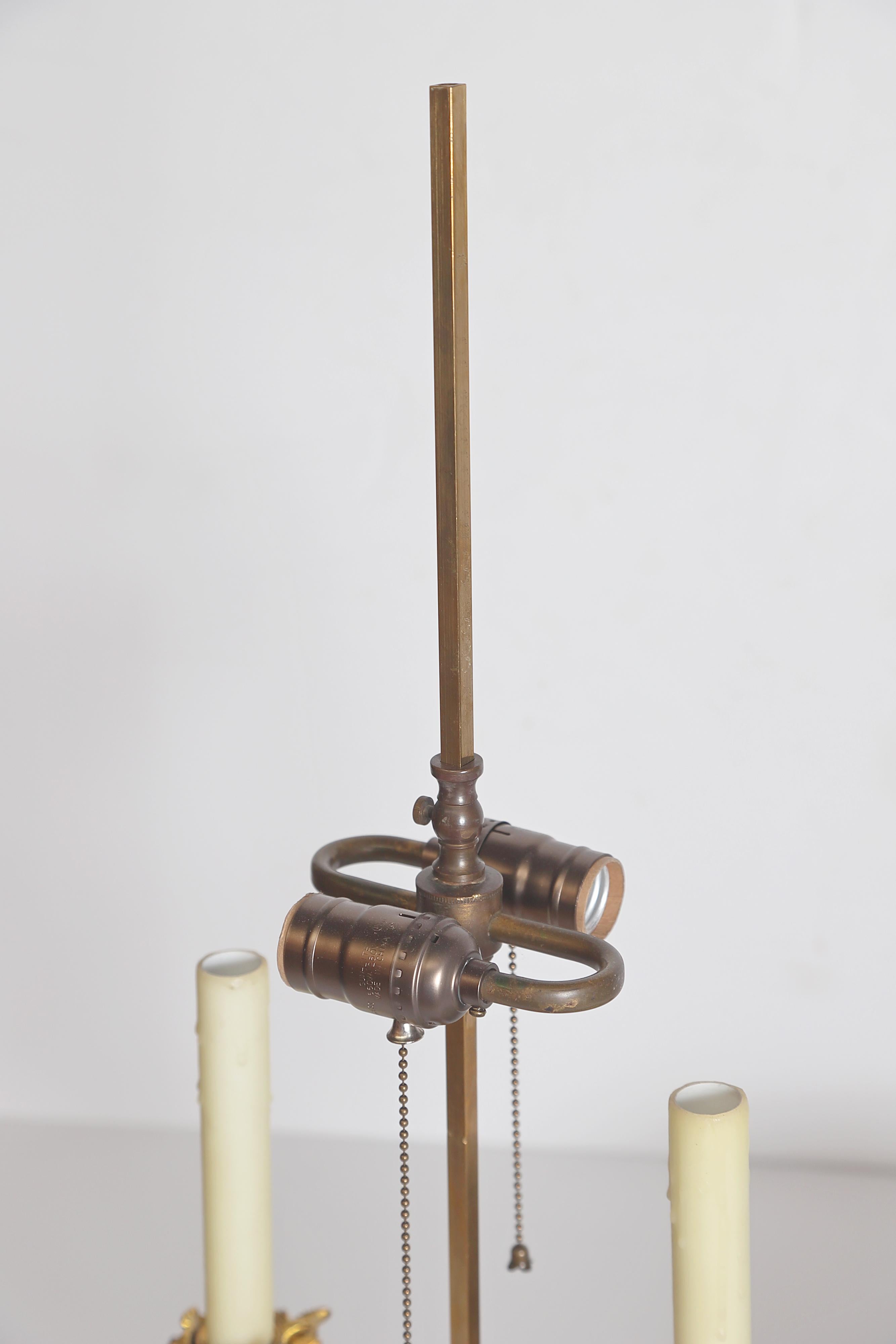 Ormolu-Bouillotte-Lampe im Louis-XVI.-Stil des 19. Jahrhunderts mit rotem Zinnschirm im Angebot 1
