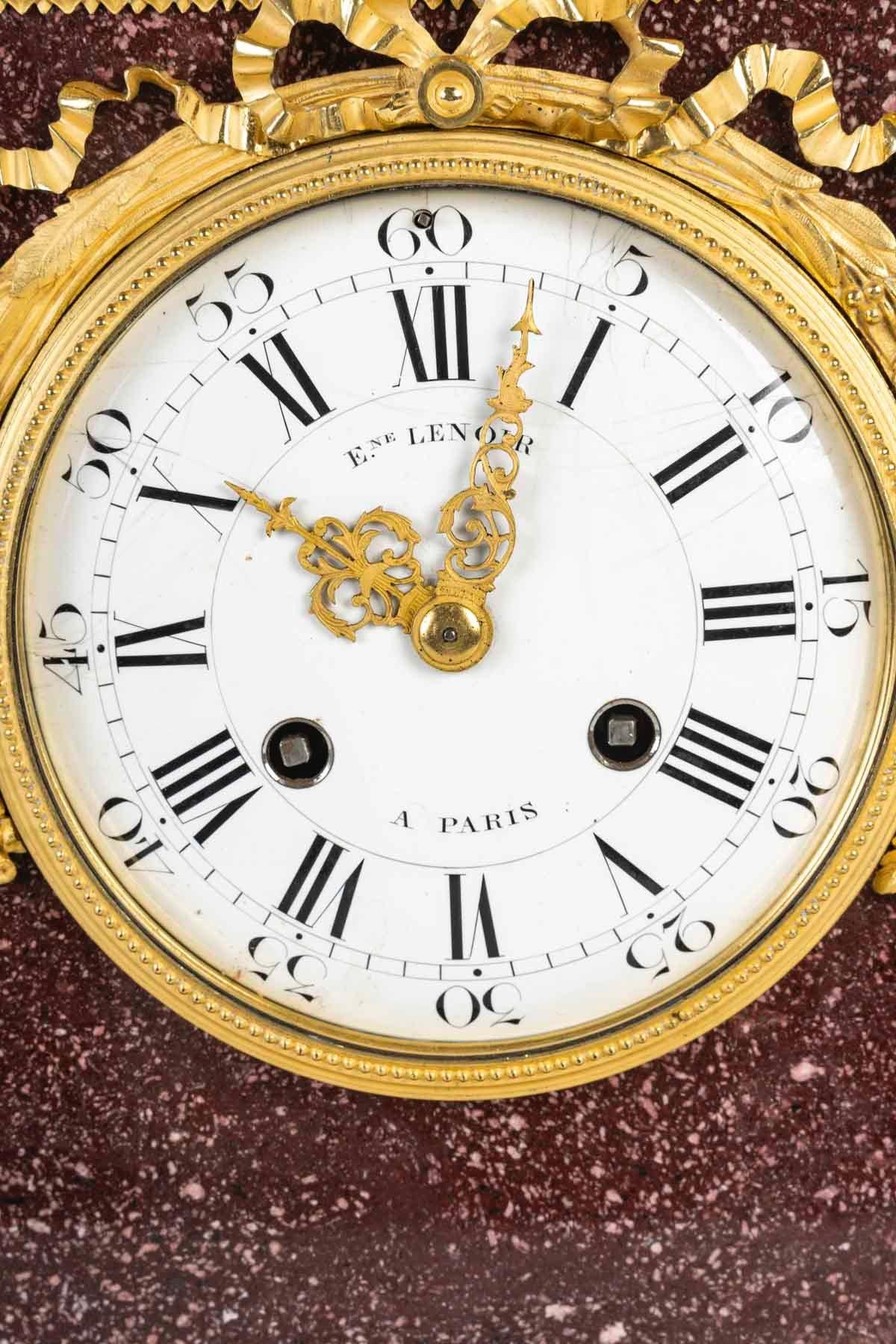 A 19th Century Louis XVI Style Porphyry Mantel Clock circa 1850 For ...