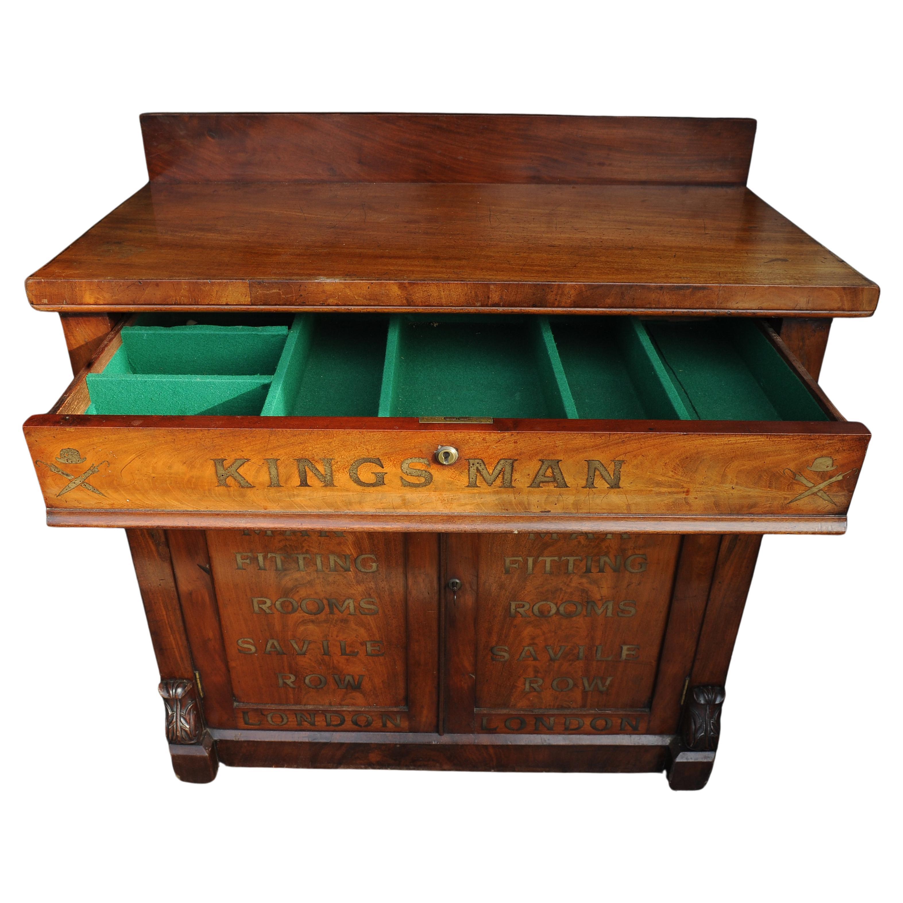 British Kingsman Film Prop 19th Century Mahogany Carved & Hand Gilt Painted Chiffonier  For Sale