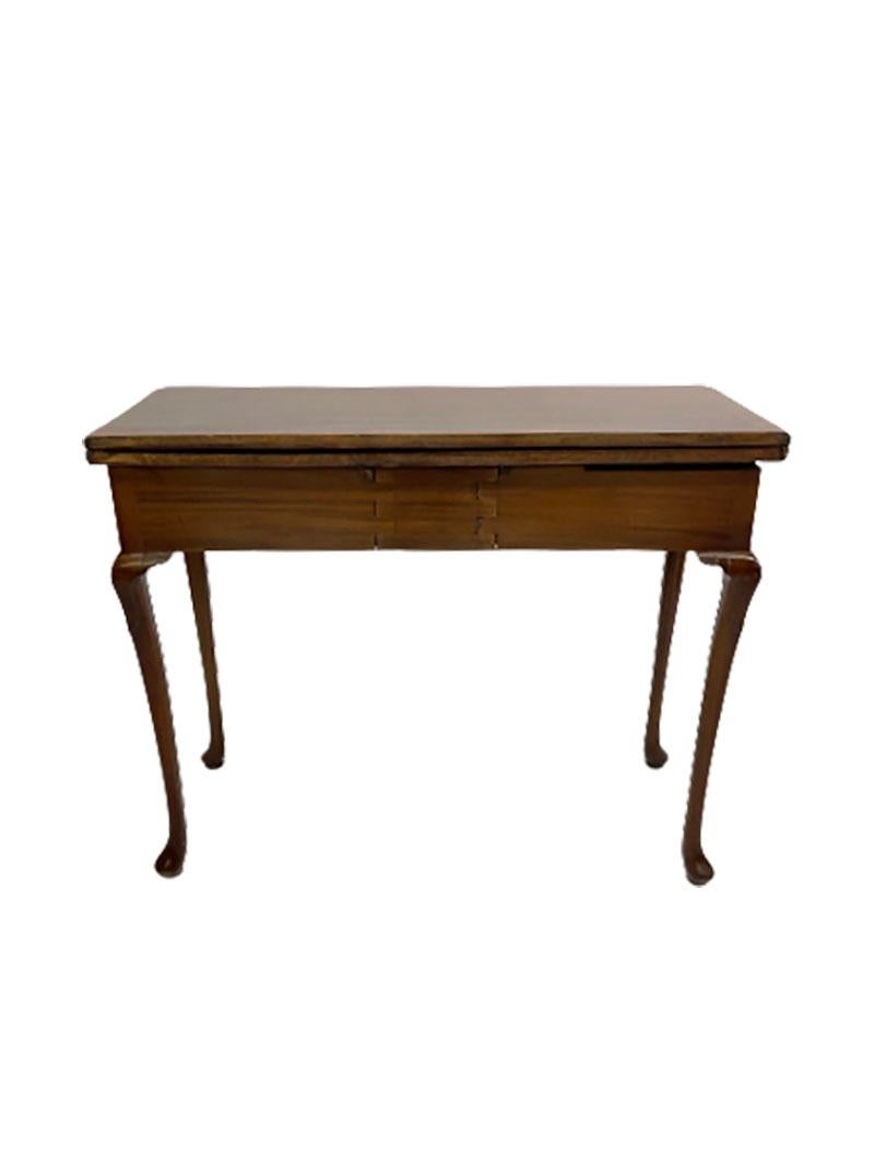 19th Century Mahogany Console/ Folding Table with 2 Drawers Each Side In Good Condition For Sale In Delft, NL