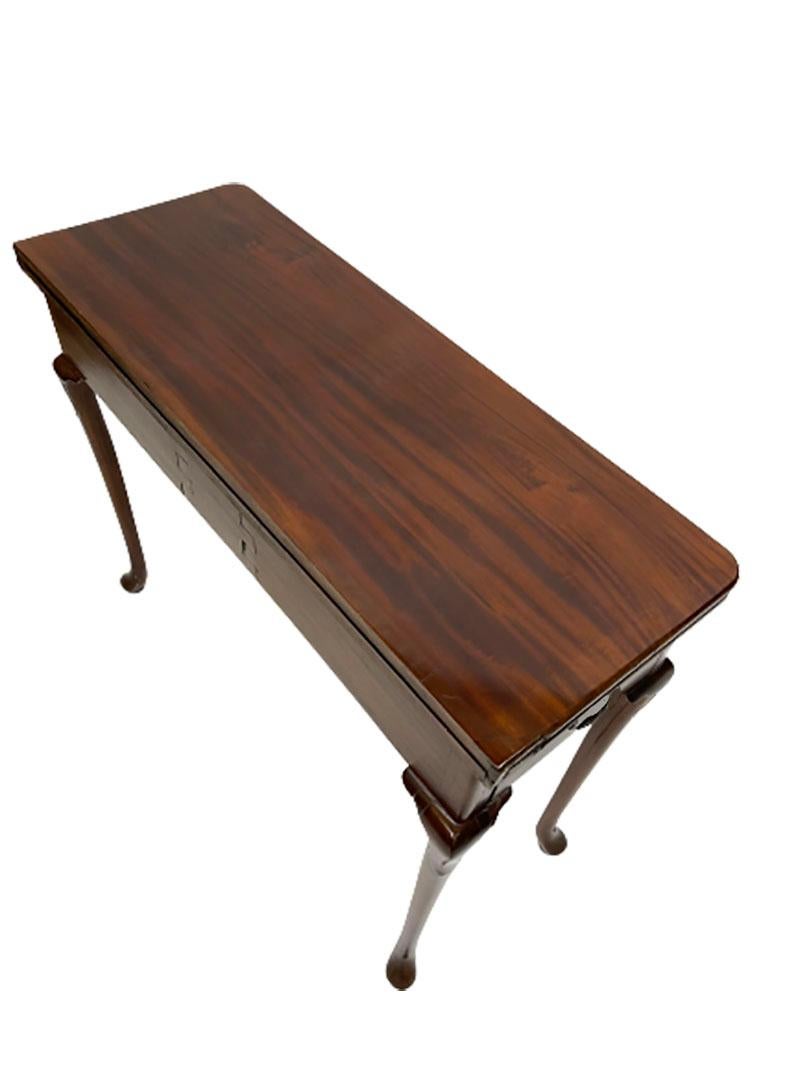 19th Century Mahogany Console/ Folding Table with 2 Drawers Each Side For Sale 3