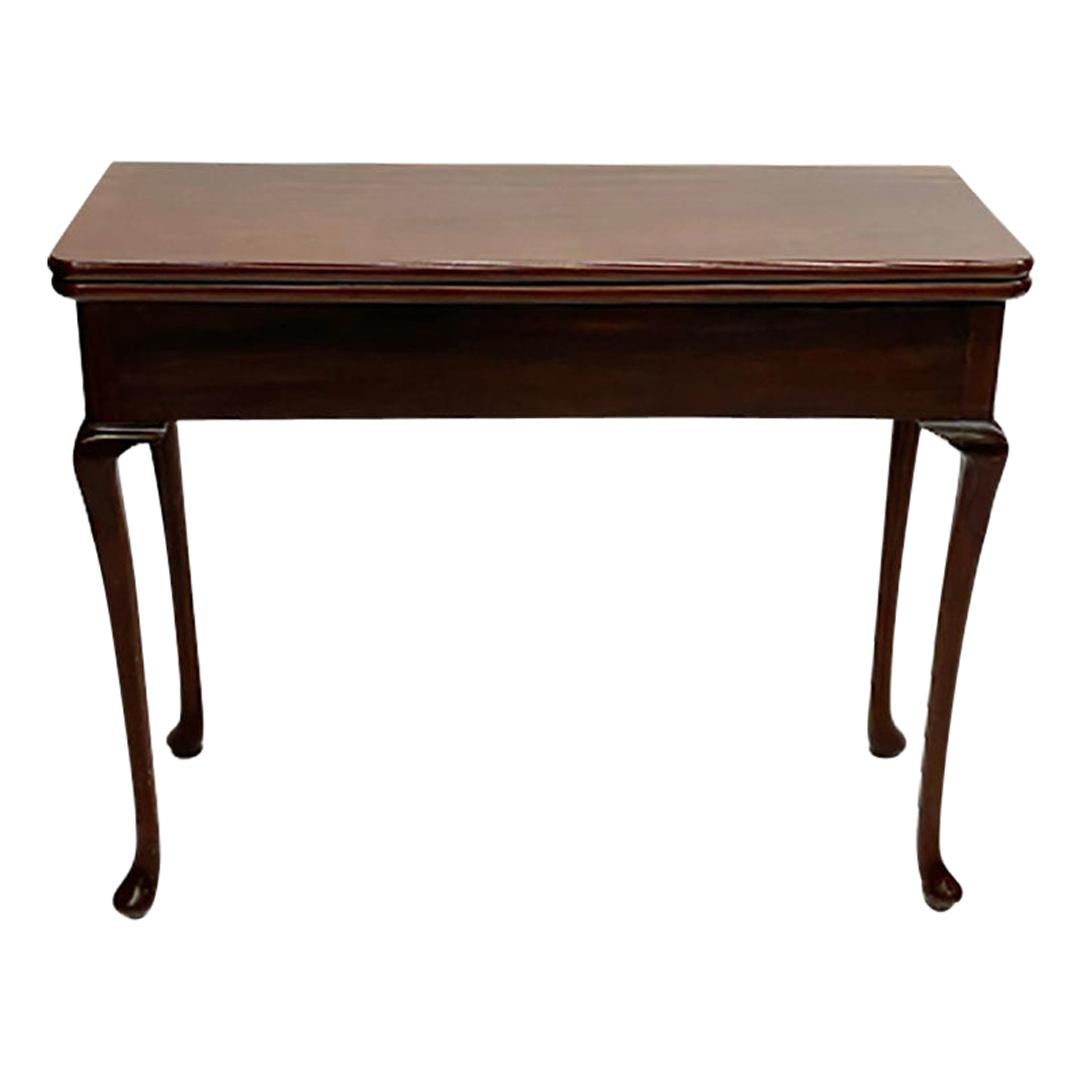 19th Century Mahogany Console/ Folding Table with 2 Drawers Each Side