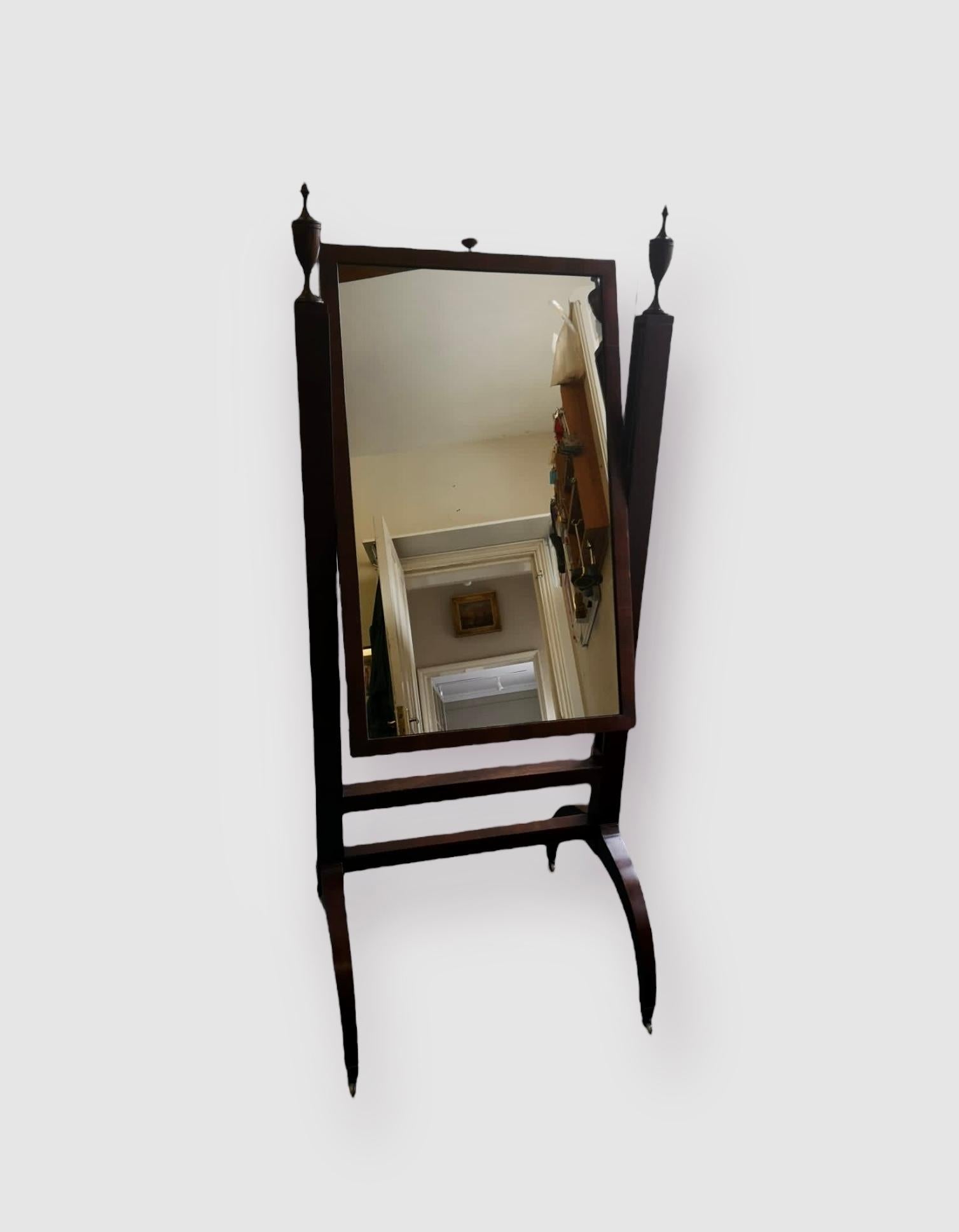 19th Century Mahogany Rise and Fall Cheval Mirror For Sale 1