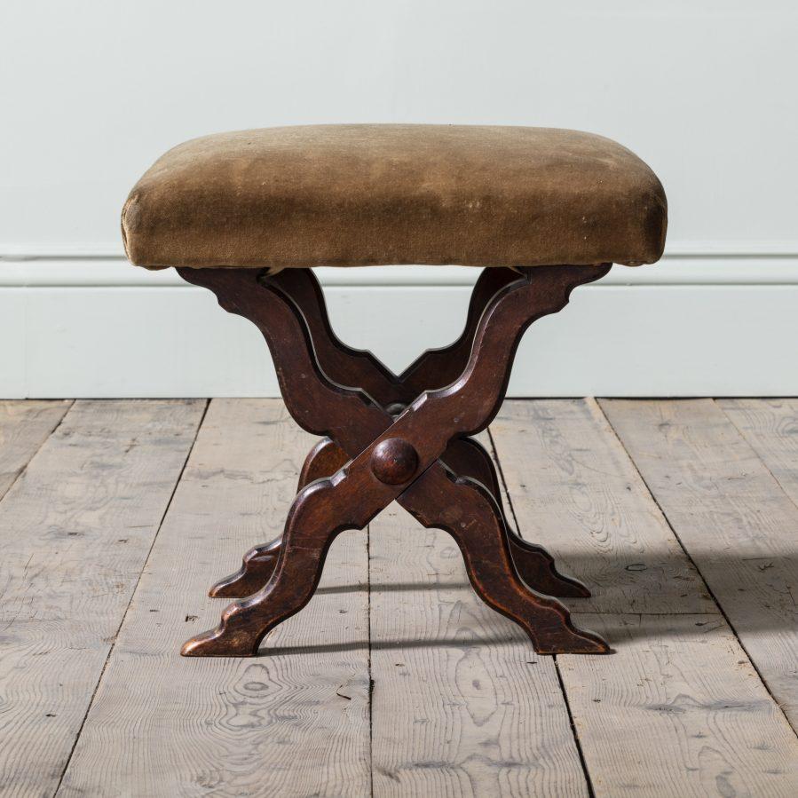 Hand-Carved 19th Century Mahogany Stool For Sale