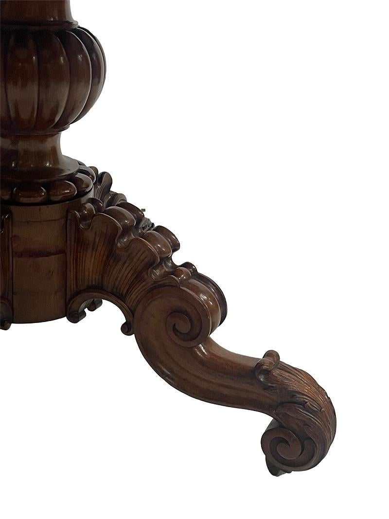 A 19th Century mahogany table with a cartouche-shaped marble top, ca 1840 For Sale 1