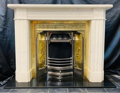 19th Century Manner Statuary Marble Bullseye Fireplace Surround