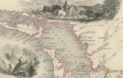 A 19th-Century Map of West Canada with Niagara Falls and Indigenous Scenes