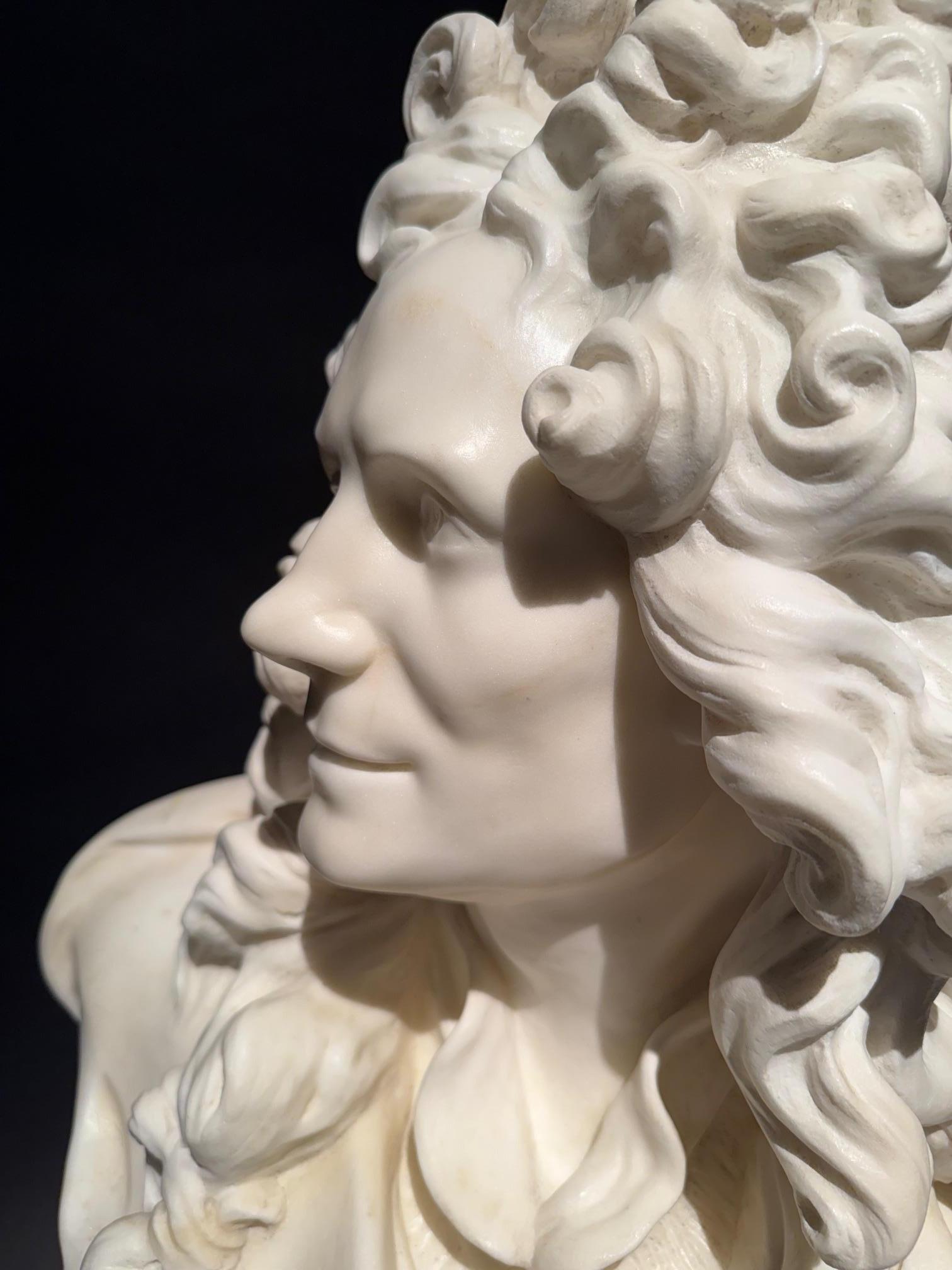 Un busto de mármol del siglo XIX de Corneille van Clève en venta 4
