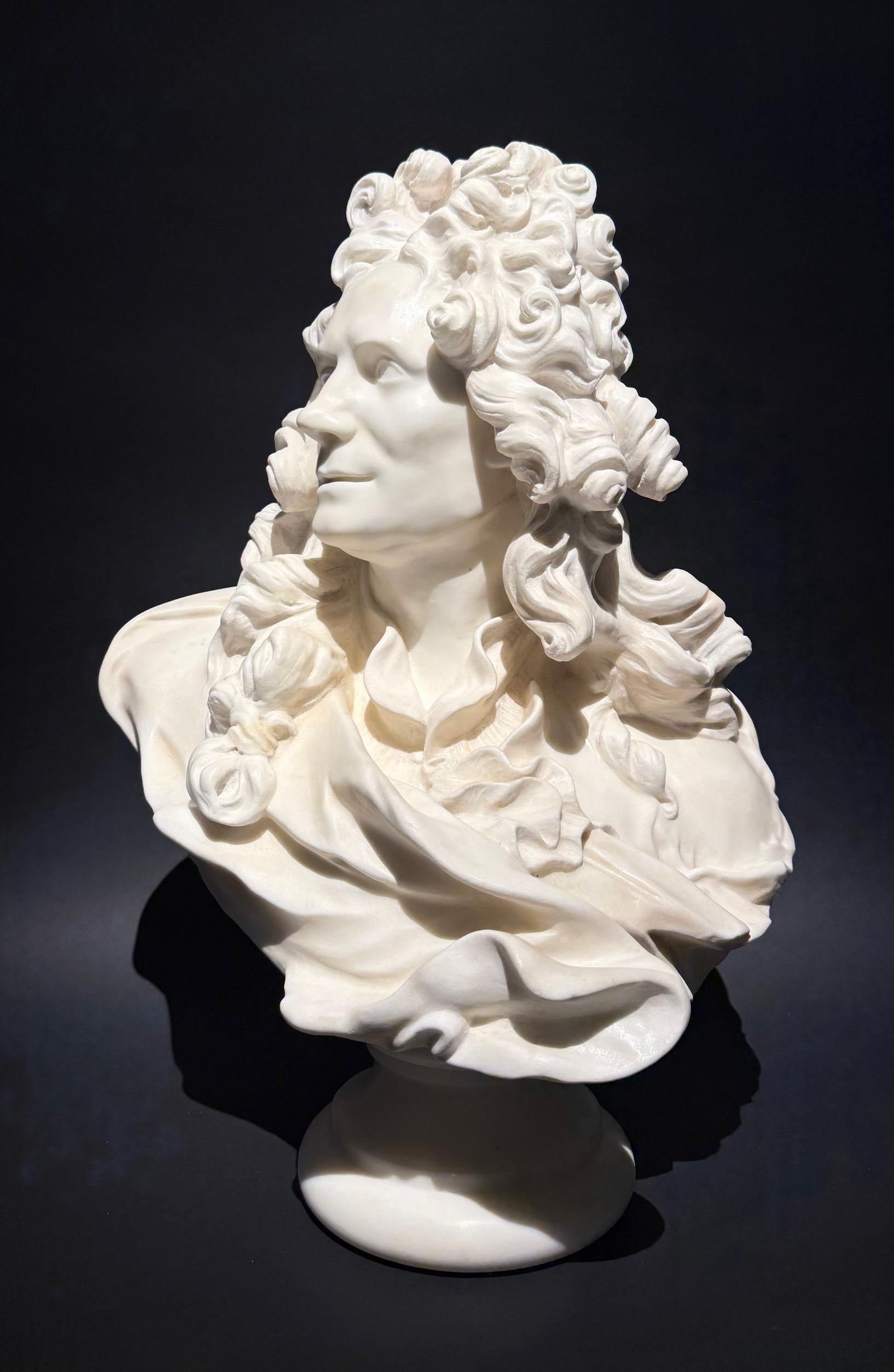 Un busto de mármol del siglo XIX de Corneille van Clève Luis XIV en venta