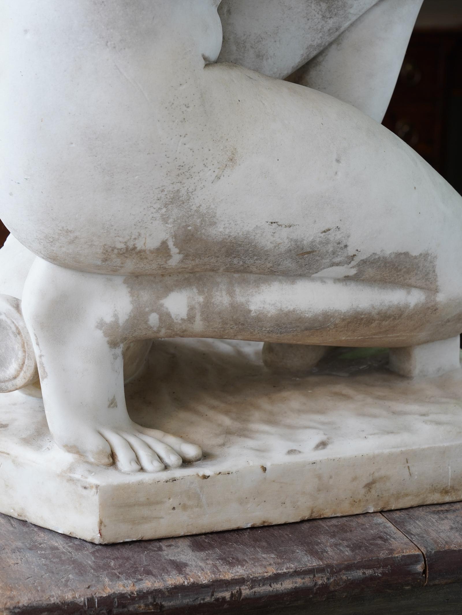 Italian 19th Century Marble Crouching Venus