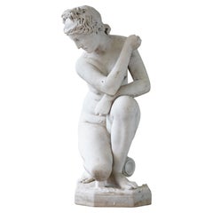 19th Century Marble Crouching Venus