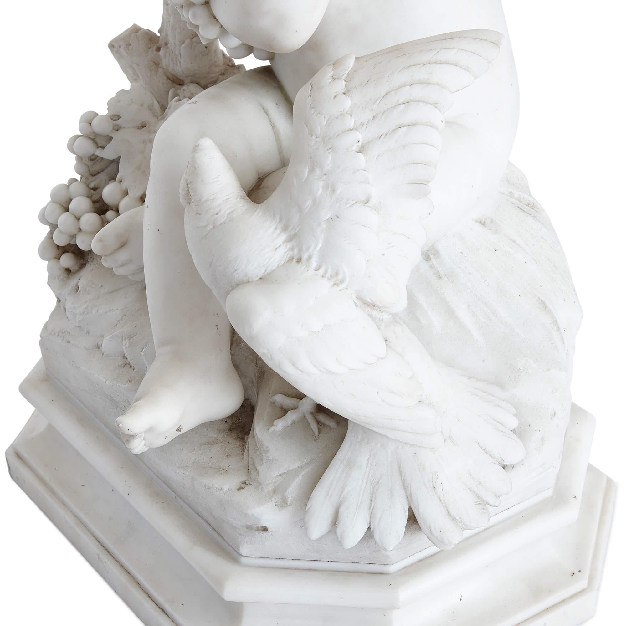 Marmor-Puto-Skulptur des 19. Jahrhunderts, signiert 'D'angelis' im Angebot 1